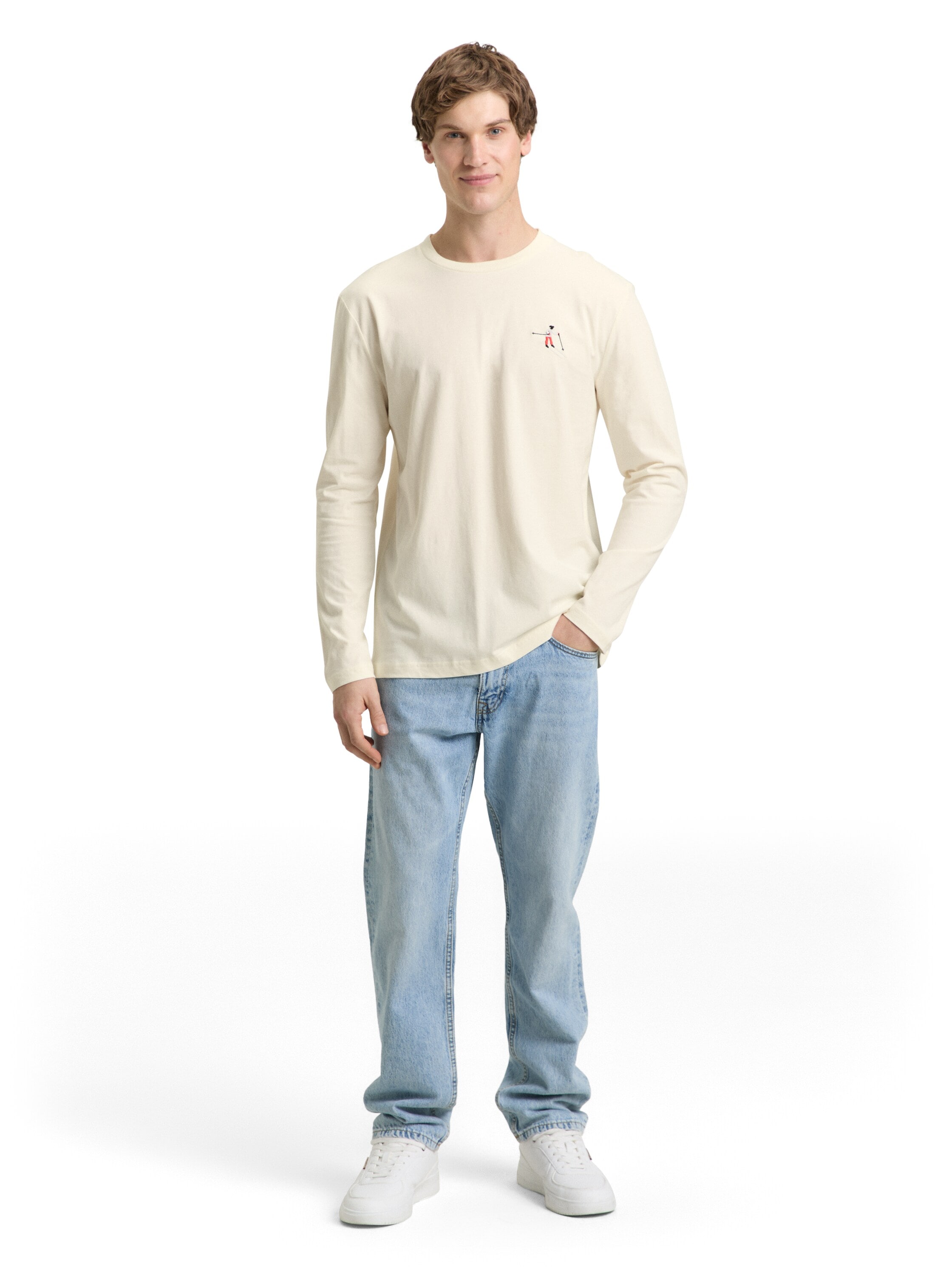 TOM TAILOR Denim Langarmshirt mit Logo-Stickerei auf der Brust