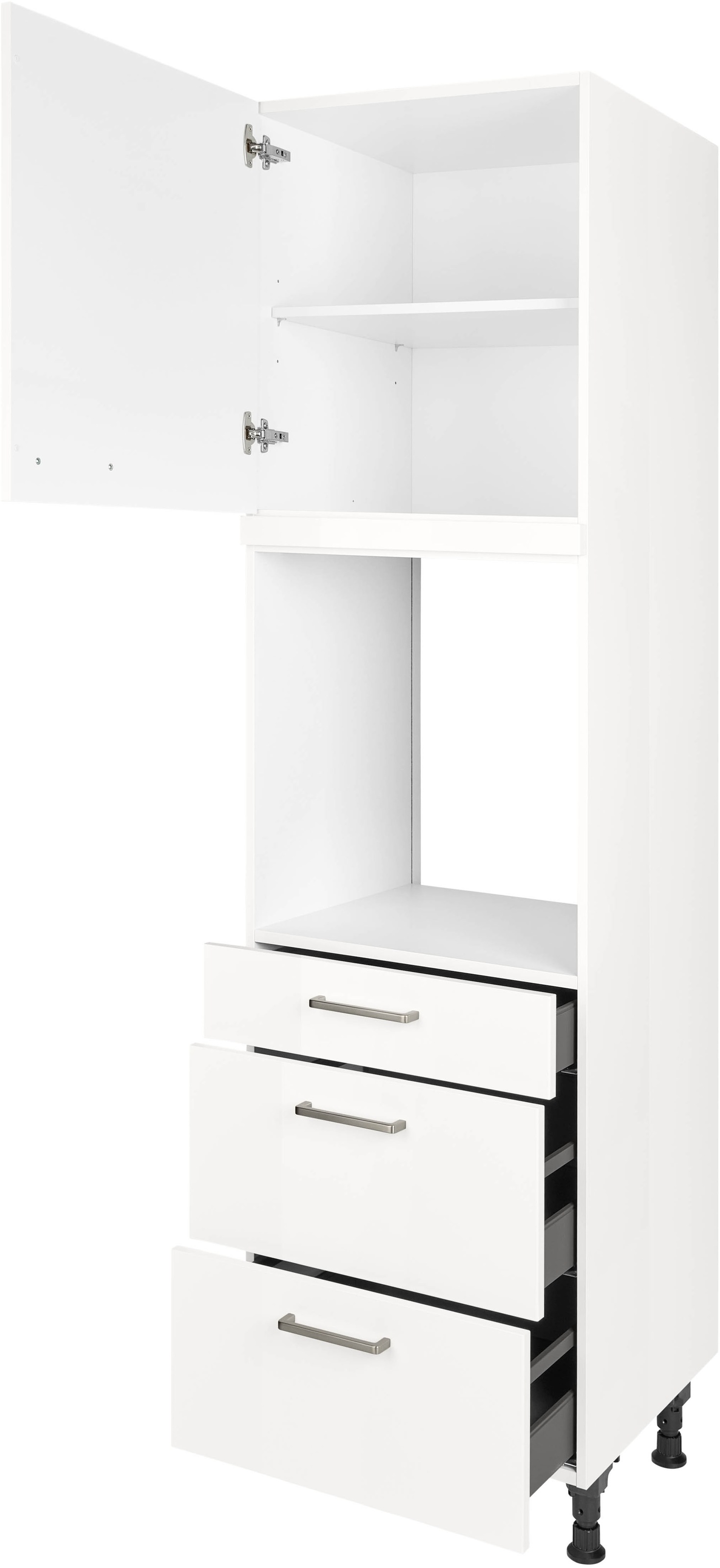 nobilia® Backofenumbauschrank »"Flash", Ausrichtung wählbar, mit Schublade und zwei Auszügen und«, einer Tür, vormontiert, Breite/Höhe: 60/216,6 cm