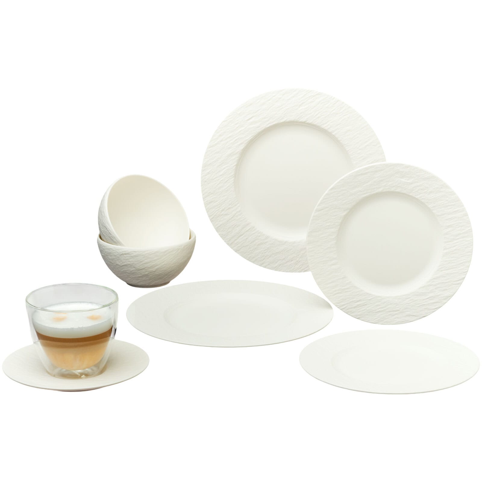 Villeroy & Boch Geschirr-Set "Starter-Set Manufacture Rock 10er Set weiß" Spülmaschinengeeignet, Mikrowellenfest
