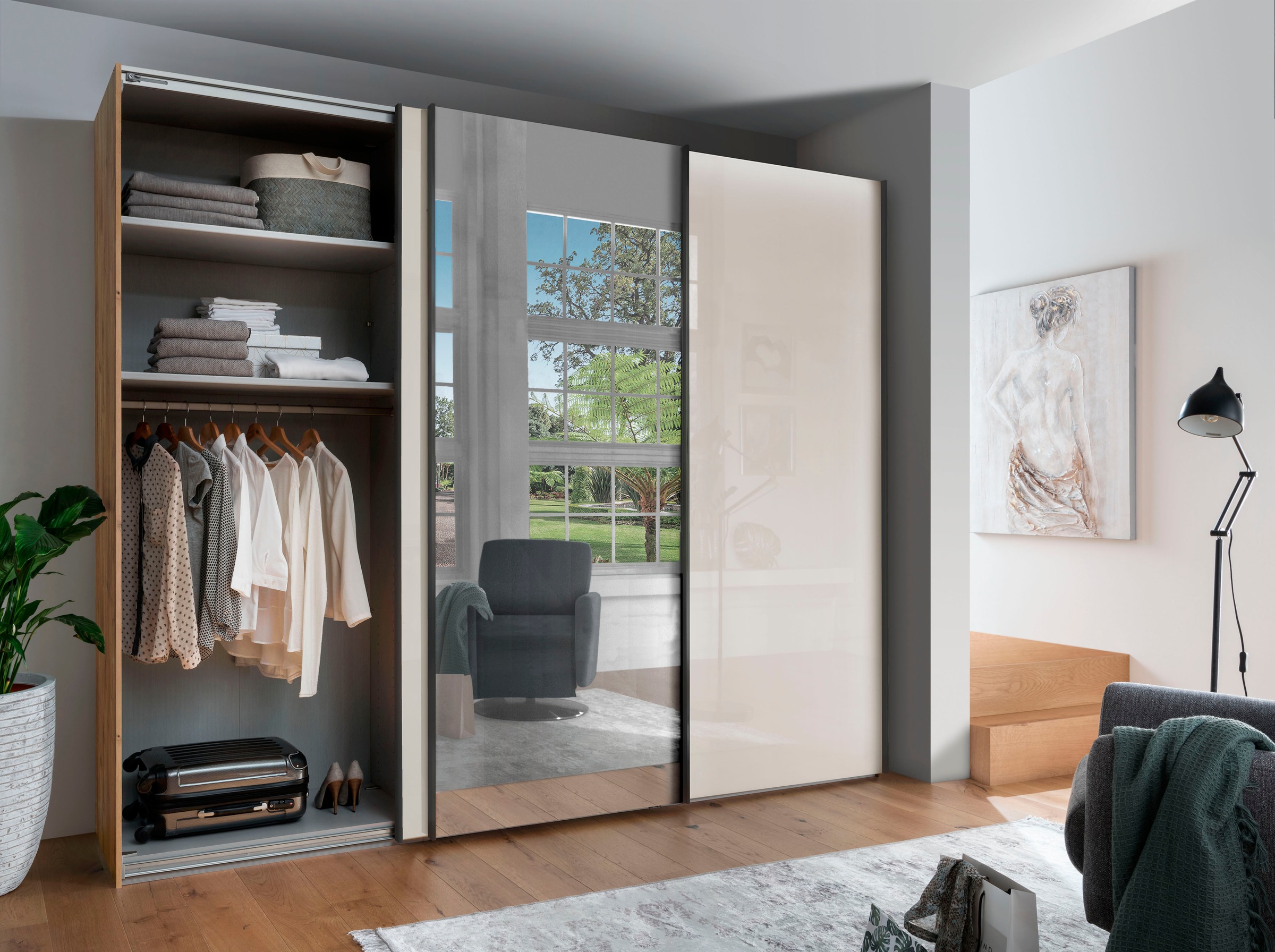 WIEMANN Schwebetürenschrank »Monaco«, hochwertige Glas- und Spiegelfront