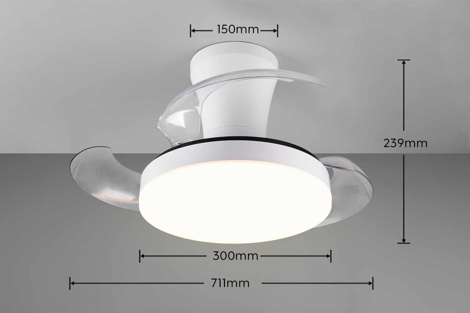 REALITY Leuchten LED Deckenleuchte »TAMPERE mit Ventilator, Deckenventilator mit ausklappbaren Flügeln 30W« LED-Board 1 Stk. Farbwechsler | warmweiß - kaltweiß Ø 30 - 71 cm (aufgeklappt), 6 Stufen, LED 24W CCT dimmbar Timer Fernb.