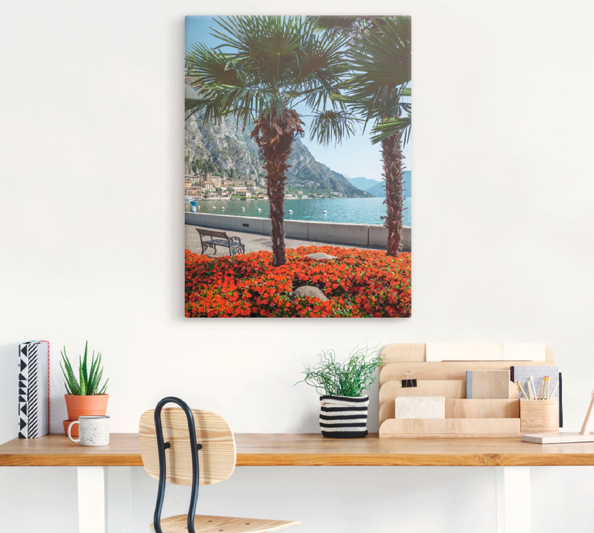 Artland Leinwandbild "Gardasee Limone sul" Europa 1 Stk. tlg. auf Holzrahme günstig online kaufen