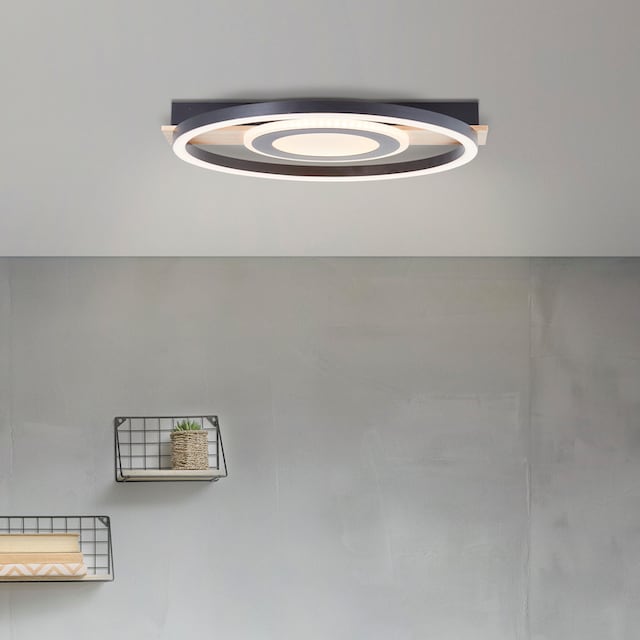 my home LED Deckenleuchte »Lysann«, 39 x 37 cm, 22 W, 2900 lm, 3000 K, Holz/ Metall, braun/schwarz | BAUR