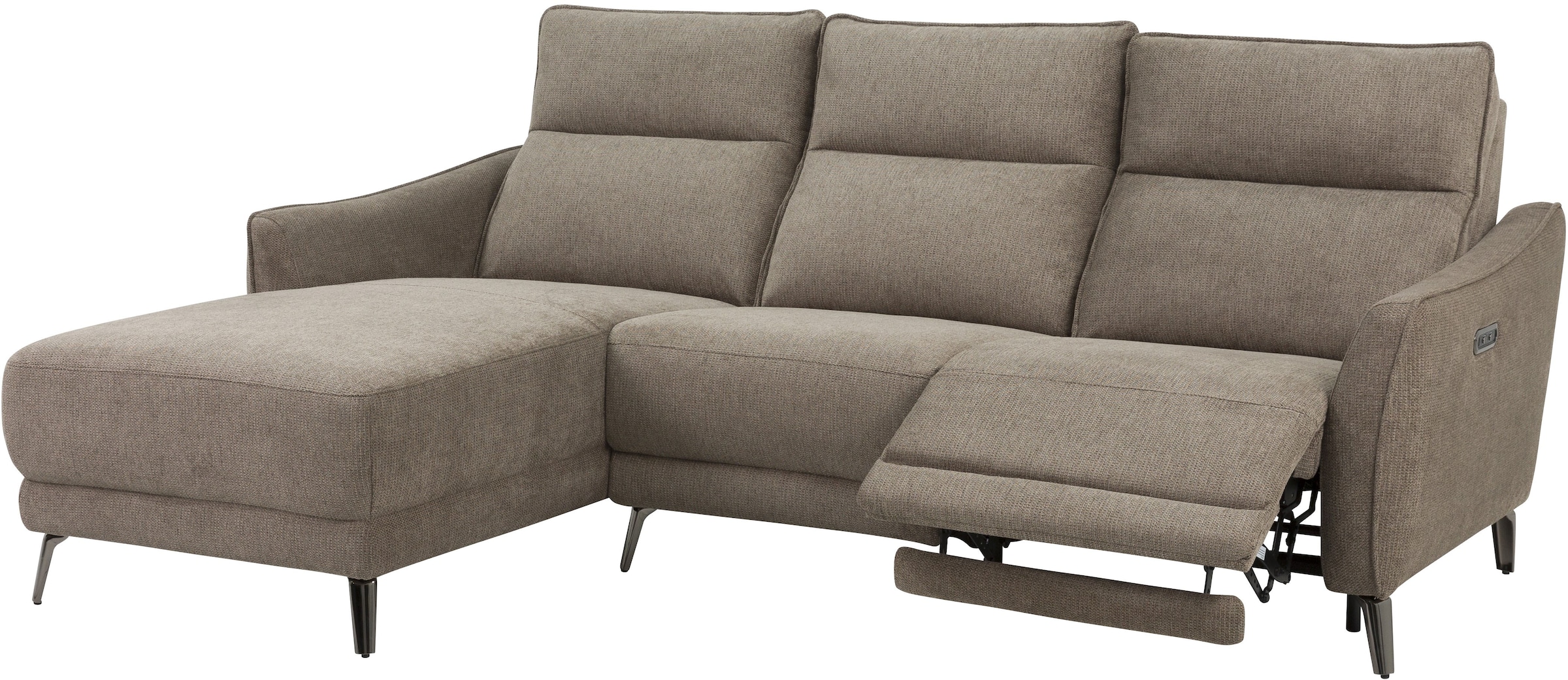 INOSIGN Ecksofa »TAYLER 3-Sitzer, L-Form (Breite 239cm), elektr. Relaxfunktion, USB A/C«, und Recamiere, Liegefunktion durch Recliner, Federkernpolsterung