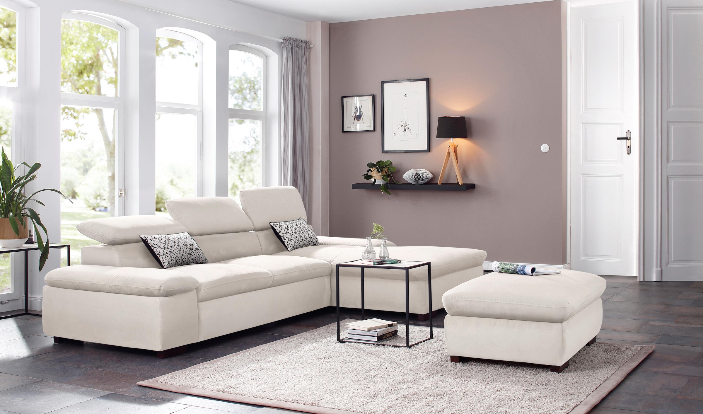 Home affaire Ecksofa »Alberto L-Form«, mit Kopfteilverstellung, wahlweise mit Bettfunktion