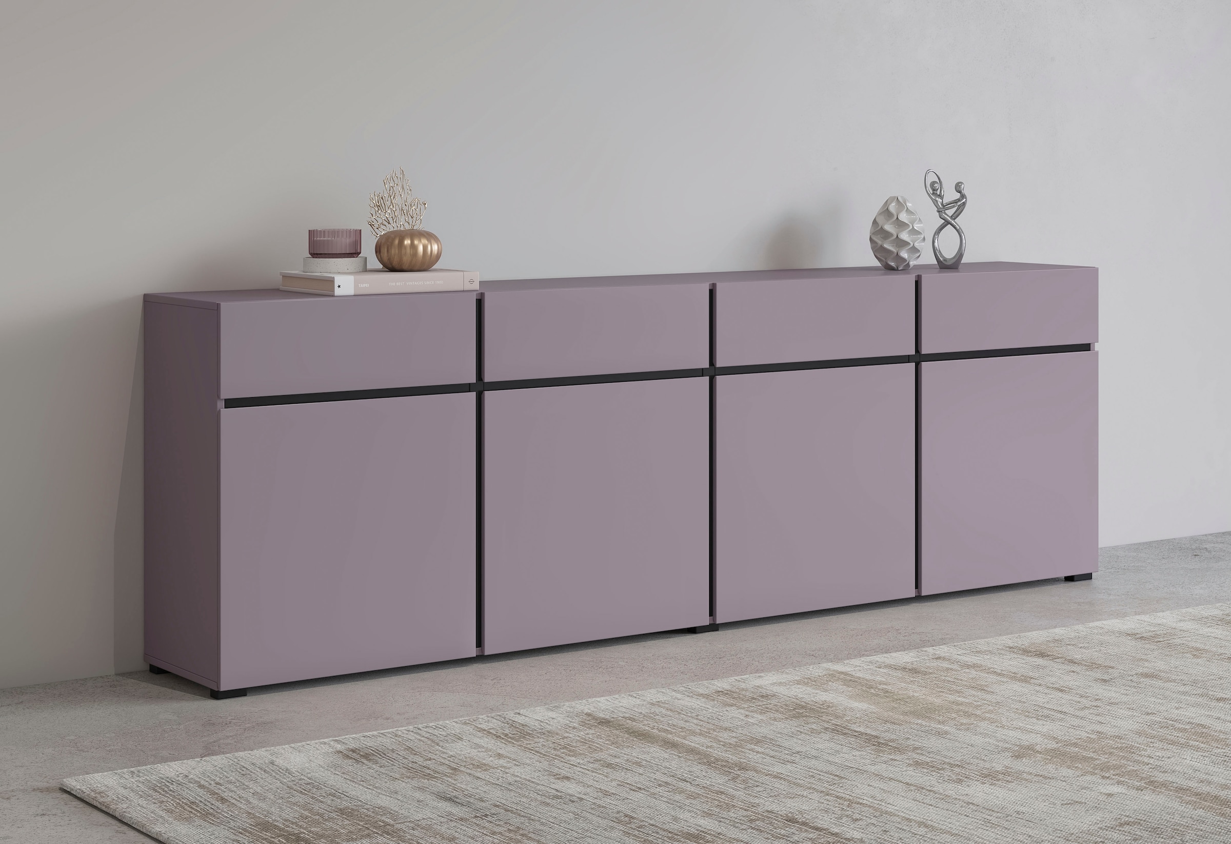 OTTO home Sideboard "Cross,Breite 225 cm, moderne grifflose Kommode,4 Türen günstig online kaufen