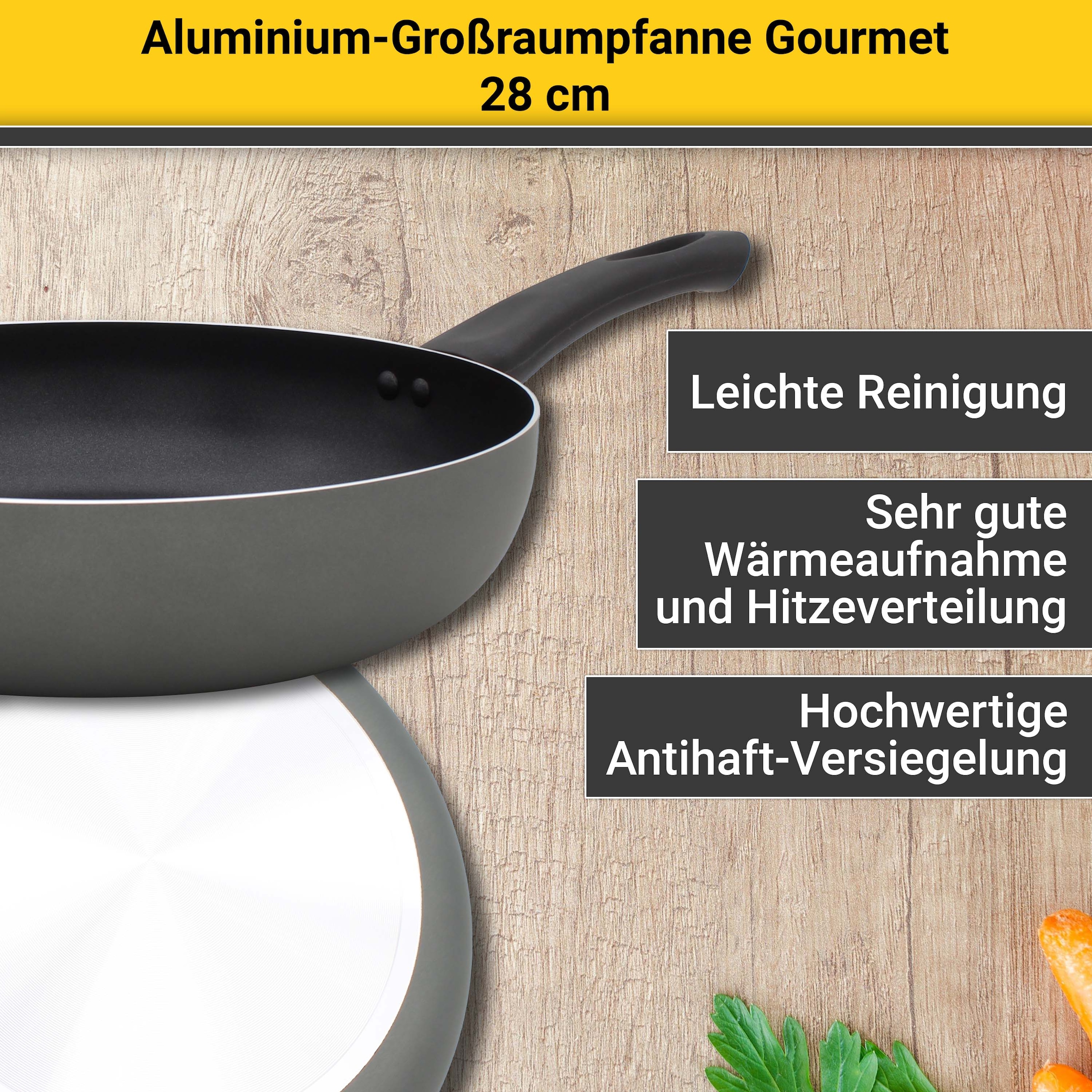 Krüger Bratpfanne »Aluminium Großraumpfanne Gourmet, 28 cm«, Aluminium, (1 tlg.), für Induktions-Kochfelder geeignet