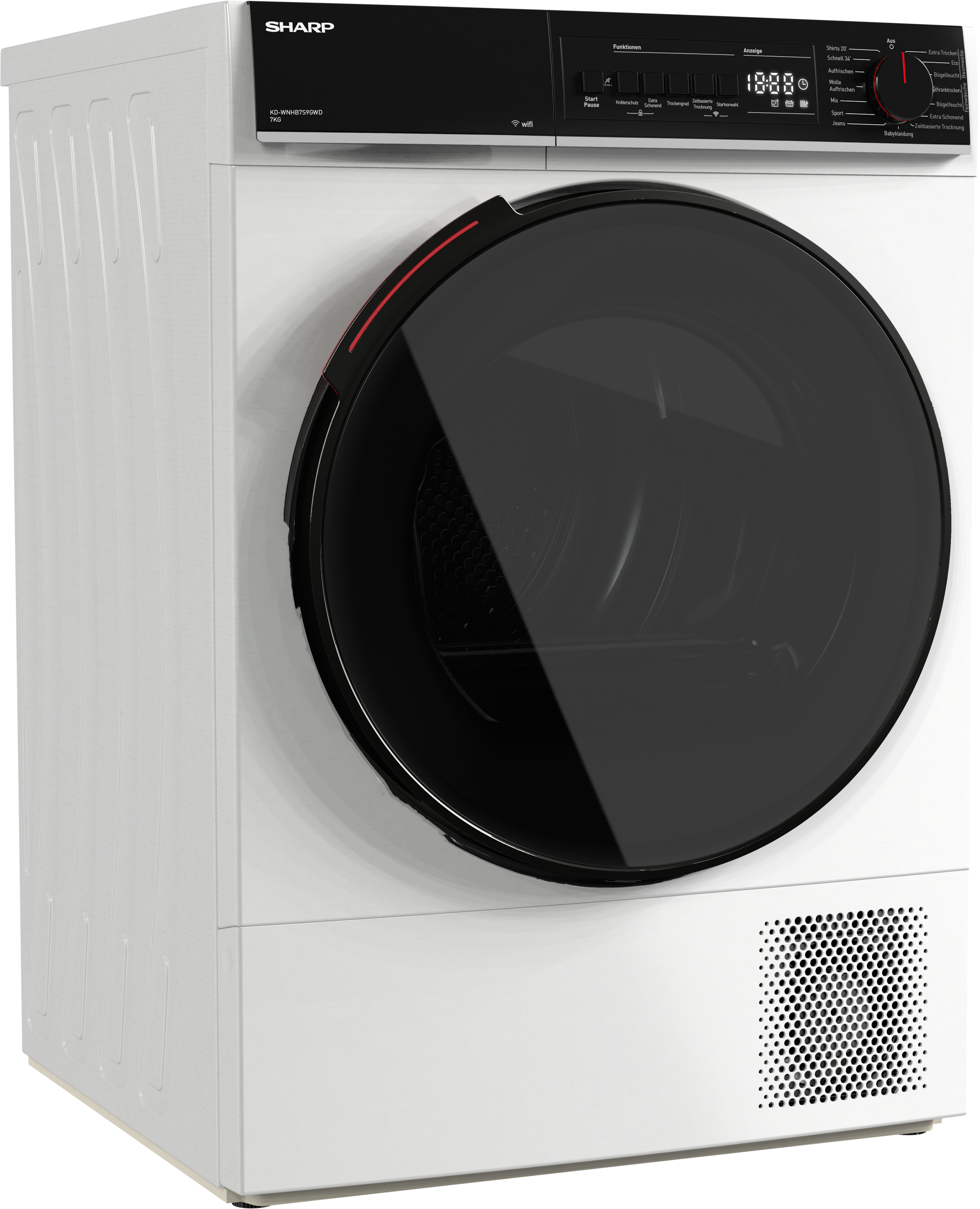 Sharp Wärmepumpentrockner »KD-WNHB7S9GWD-DE« Mid class 7kg / +WIFI / EEK D / 2 Tasten / XXL-Tür voll-schwarz / Weiß
