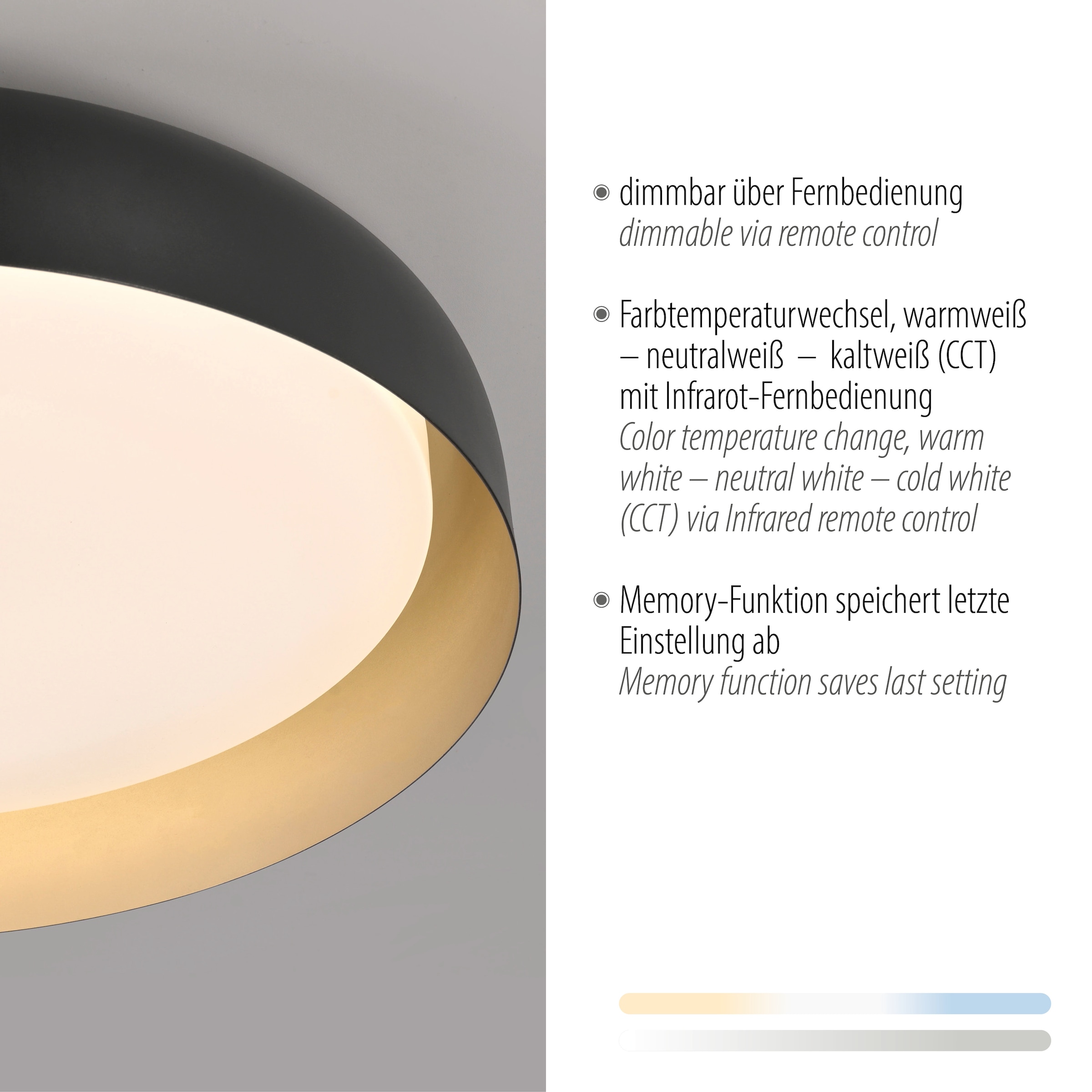 JUST LIGHT Deckenleuchte »OSKO«, 1 flammig, Leuchtmittel LED-Board | LED fest integriert, LED, Fernbedienung, Funk inkl.