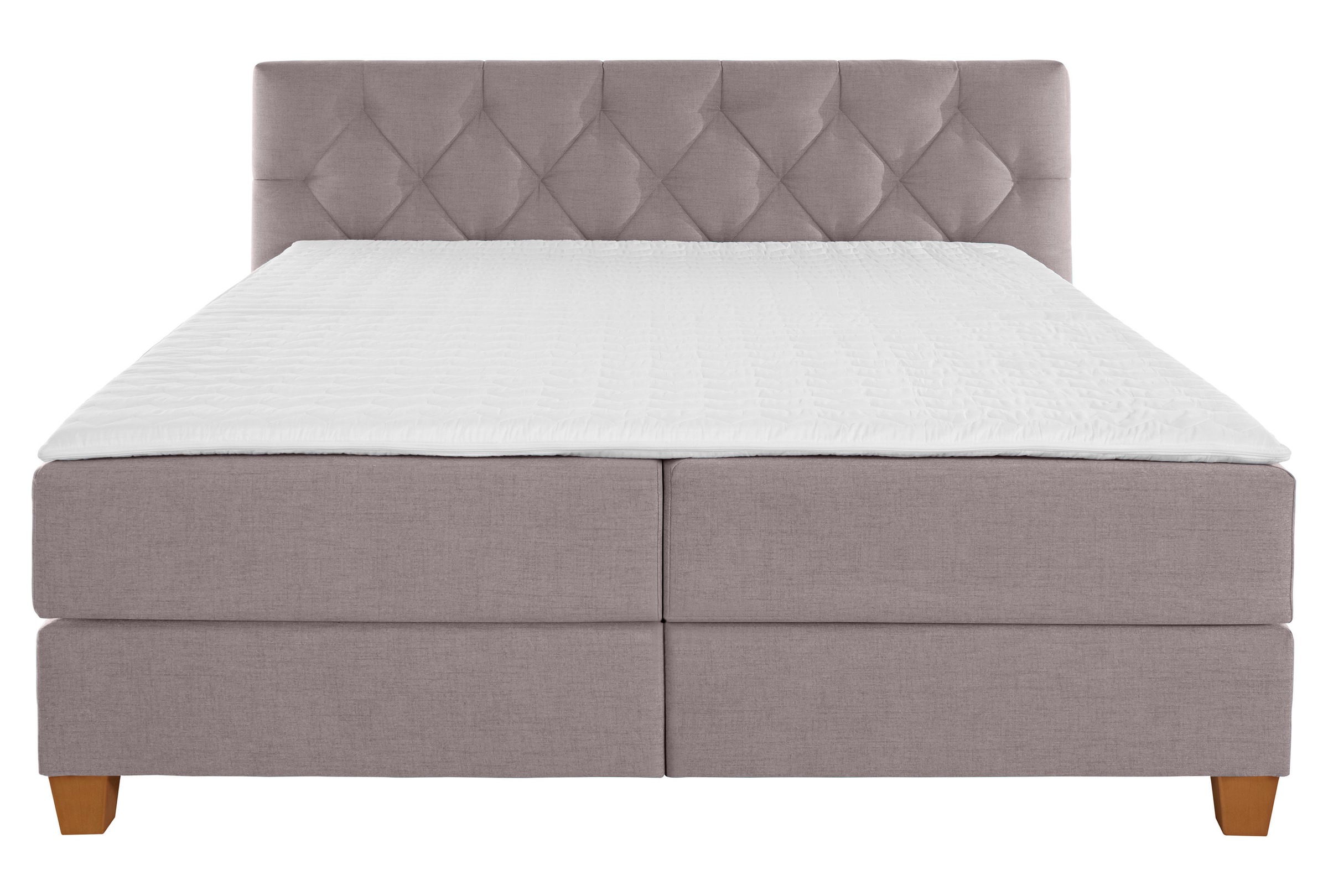 Boxspringbett HOME AFFAIRE "Harmones", grau (hellgrau), B:203cm L:210cm, Struktur (100% Polyester), Komplettbetten, Boxspringbett, in 3 Breiten, Härtegrad auch im Mix mit je 1 Matratze in H2 und H3 5