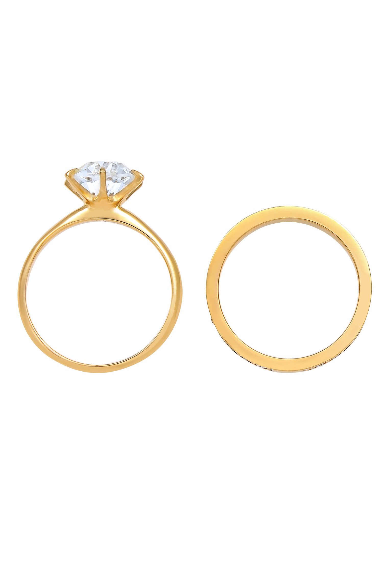 ELLI Eternity Set Solitaire Ring Gold Size 58 2