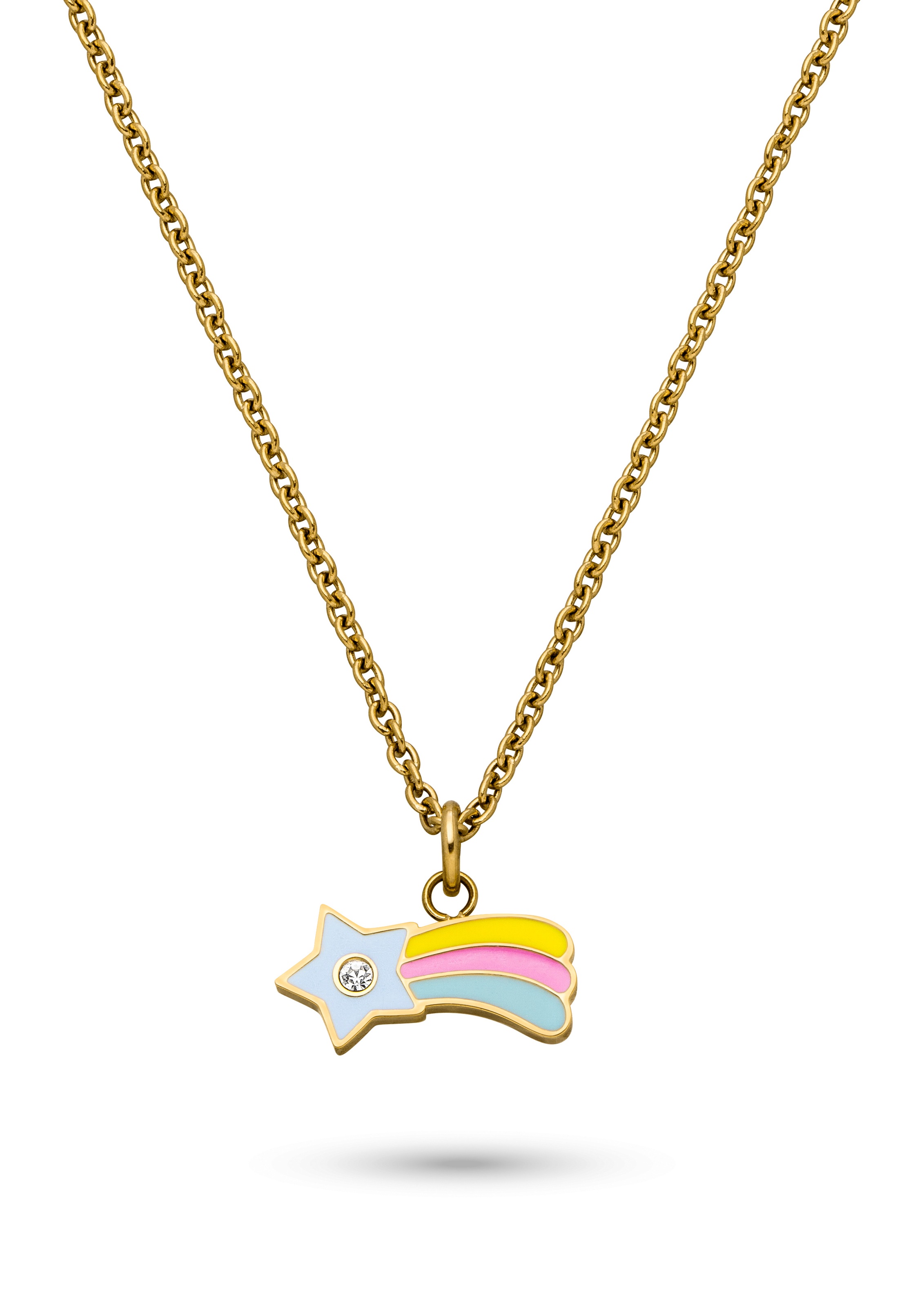 s.Oliver Kette mit Anhänger »Schmuck Geschenk Edelstahl Halskette The Shooting Star, Sternschnuppe« mit Glasstein - Emaille