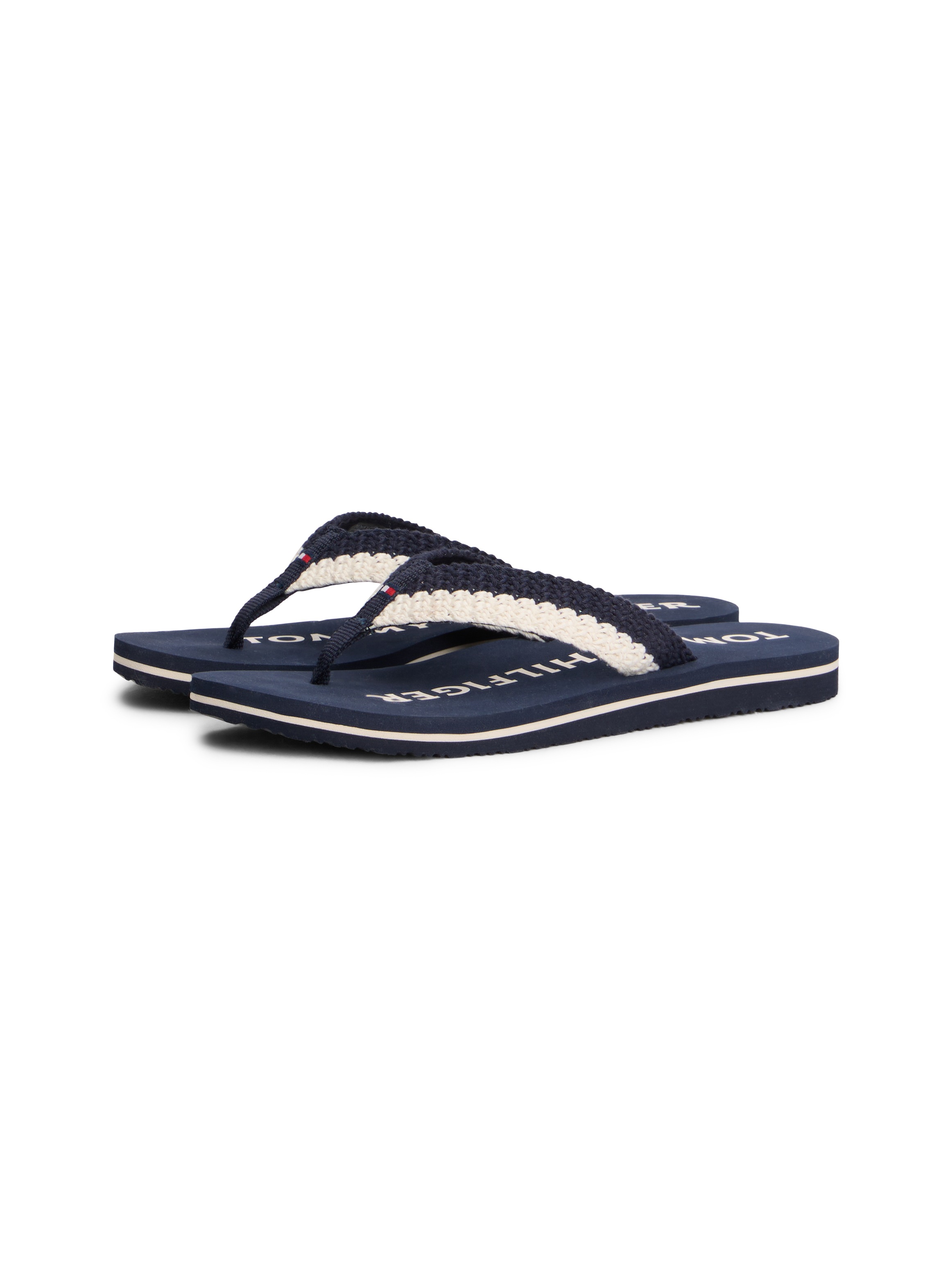 Tommy Hilfiger Zehentrenner "TH CROCHET SUMMER SANDAL" Dianette, Strandschuh in sommerlicher Häkeloptik
