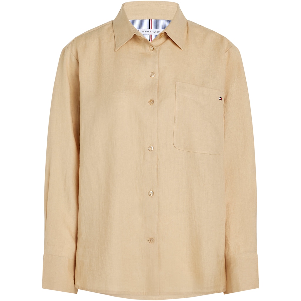 Tommy Hilfiger Hemdbluse »LINEN EASY FIT LS SHIRT«, mit Brusttasche