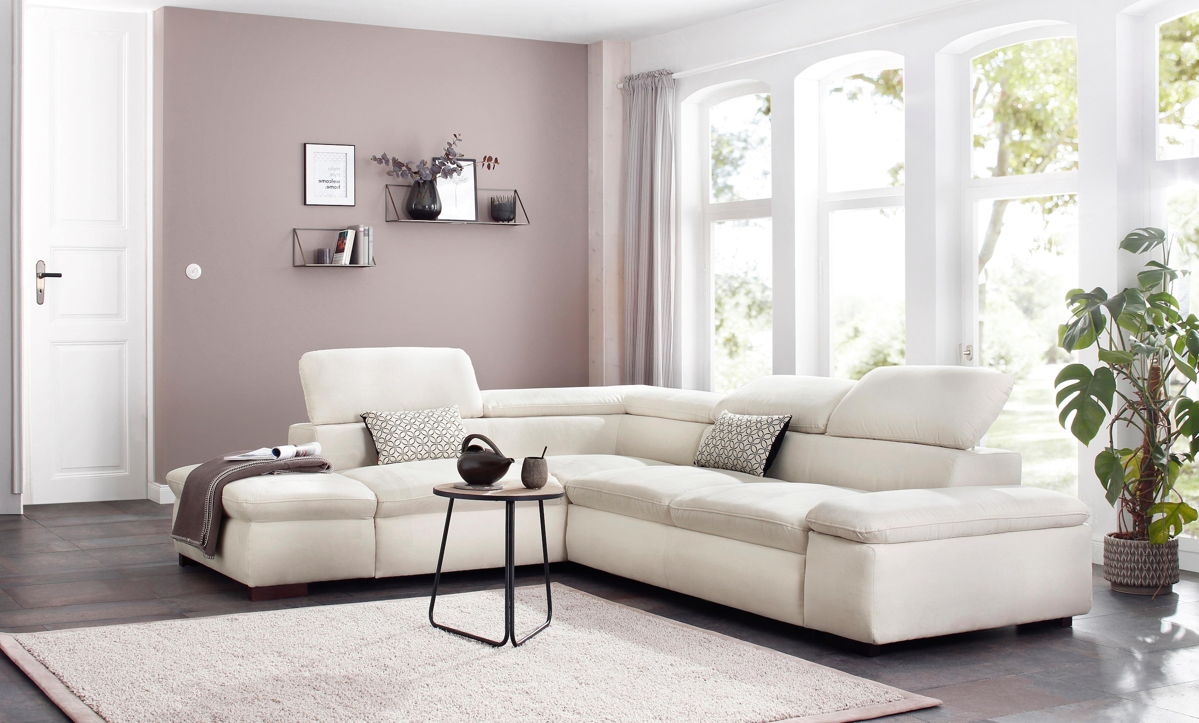 Ecksofa HOME AFFAIRE, B:272cm H:73cm T:226cm, beige, 100% Polyester;Luxus-Microfaser weich (9)0% Polyester / 10% Polyamid;Luxus-Microfaser