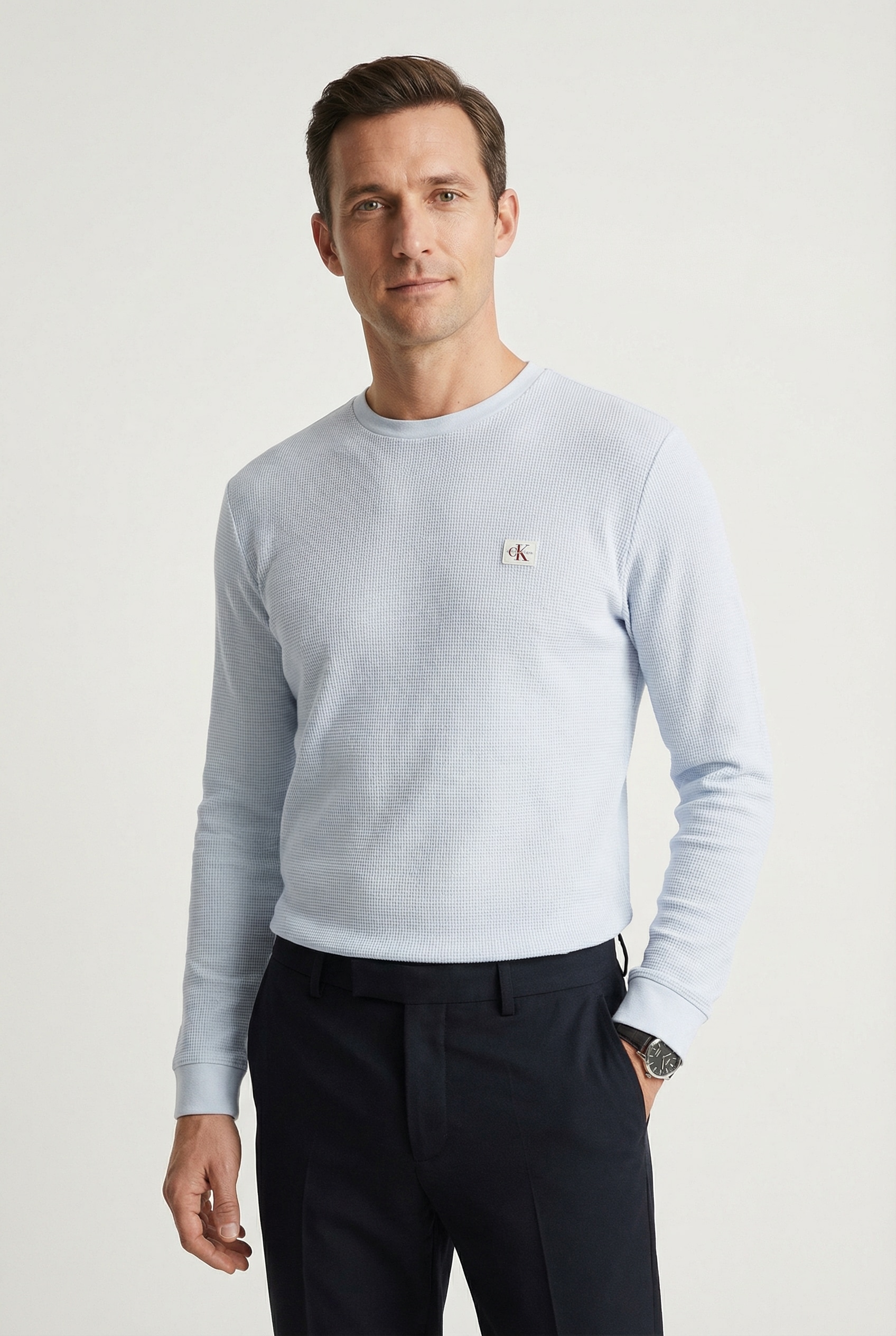 Calvin Klein Jeans Langarmshirt "LS WAFFLE BADGE CREWNK TEE" Mit Rundhalsausschnitt