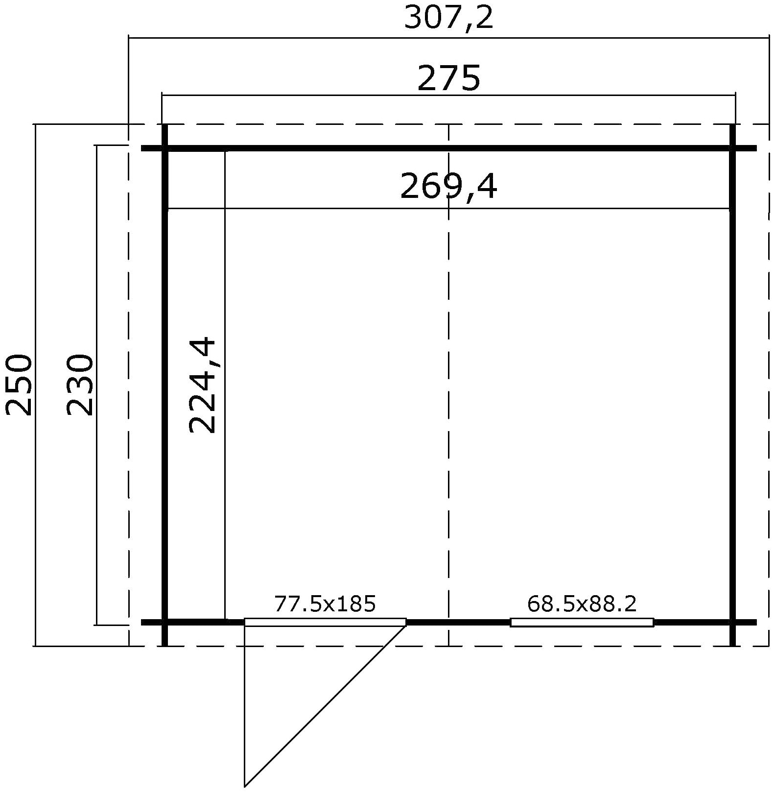 LASITA MAJA Gartenhaus »Nina 230«, Blochbohlenhaus 28mm, Fundamentmass 2750x2300, Schwedenrot