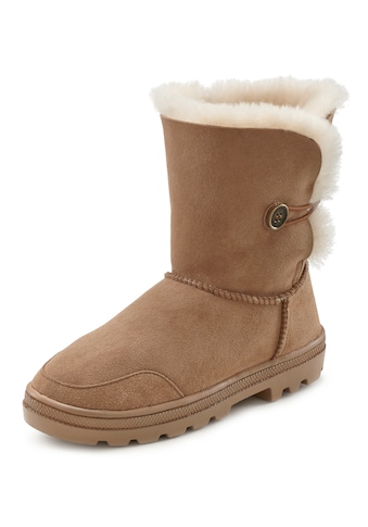 Winterstiefel, aus kuscheligem Lammfell, robuste Sohle, Winterstiefelette, Snowboots