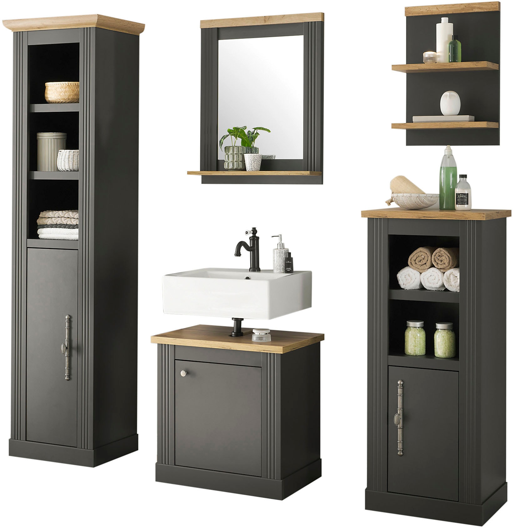 Home affaire Badmöbel-Set "WESTMINSTER, Bad im Landhausstil, 5-teiliges Bad günstig online kaufen