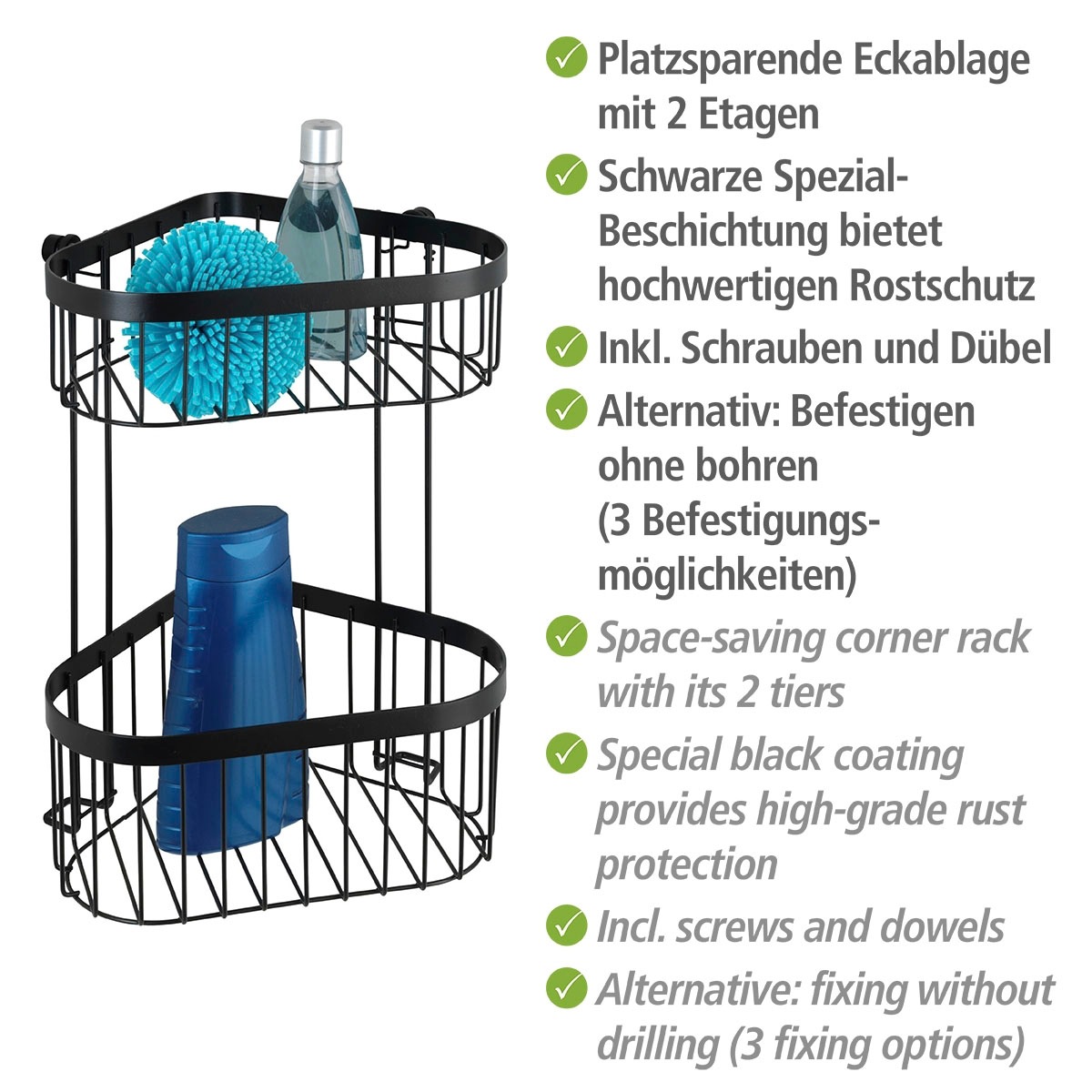 WENKO Eckregal "Classic Plus Black" 1 Ablage, 1 Korb günstig online kaufen