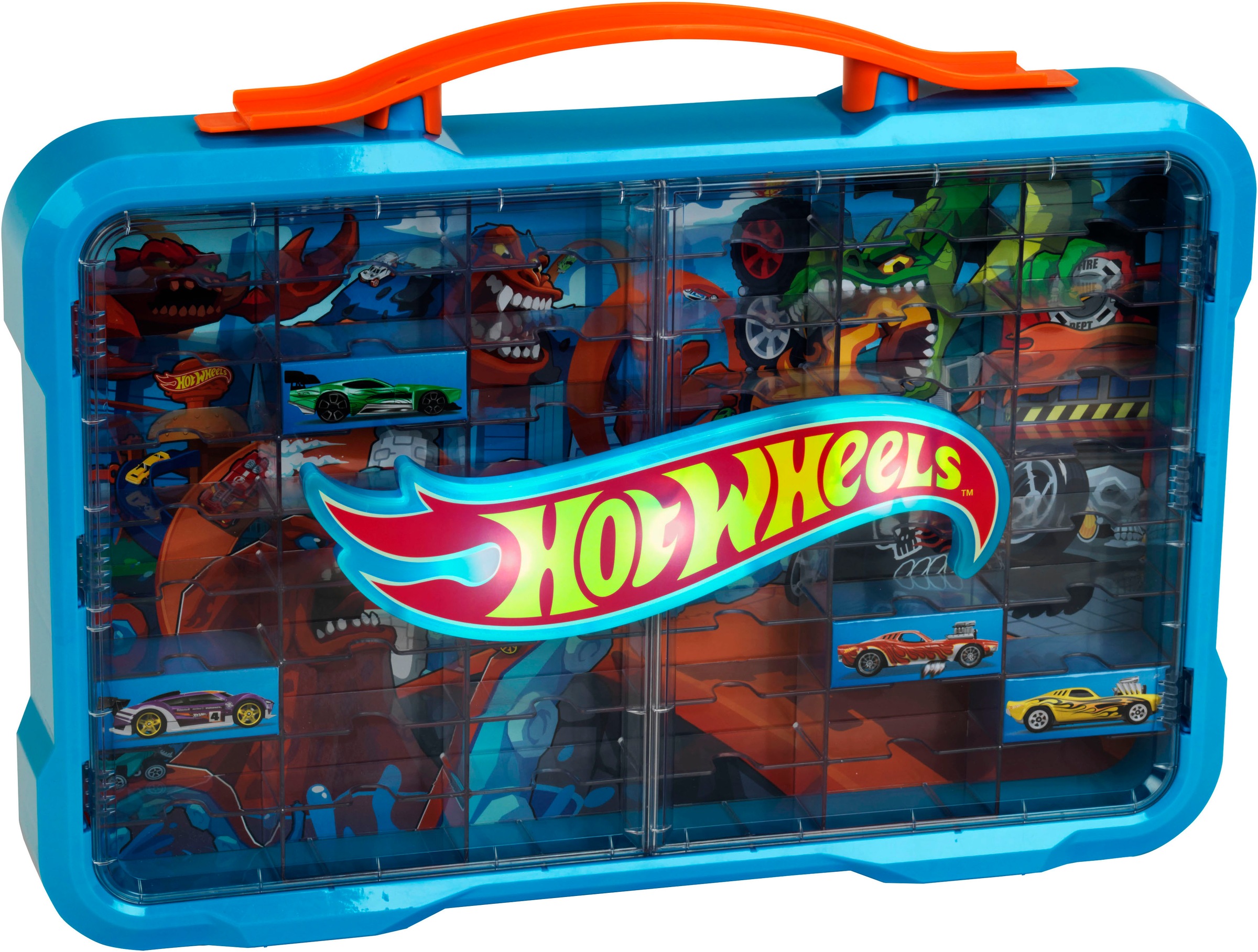 Klein Sammelkoffer »Sammelvitrine für 54 Autos«, mit leuchtendem Hot Wheels Logo