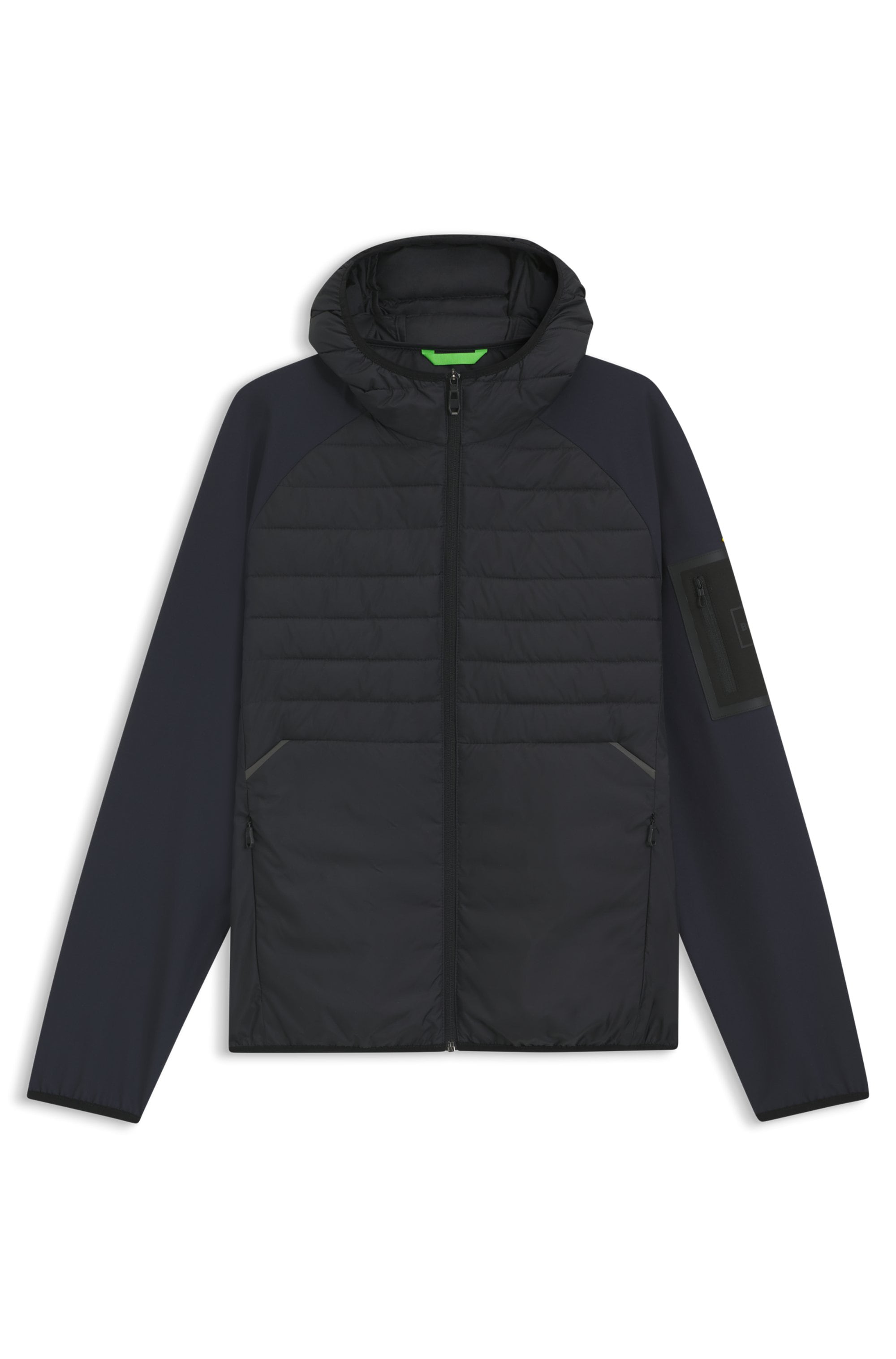 BOSS GREEN Outdoorjacke »J_Urbanex Hybrid HD«, mit Kapuze, mit soften Stretch-Einsätzen und reflektierenden Details