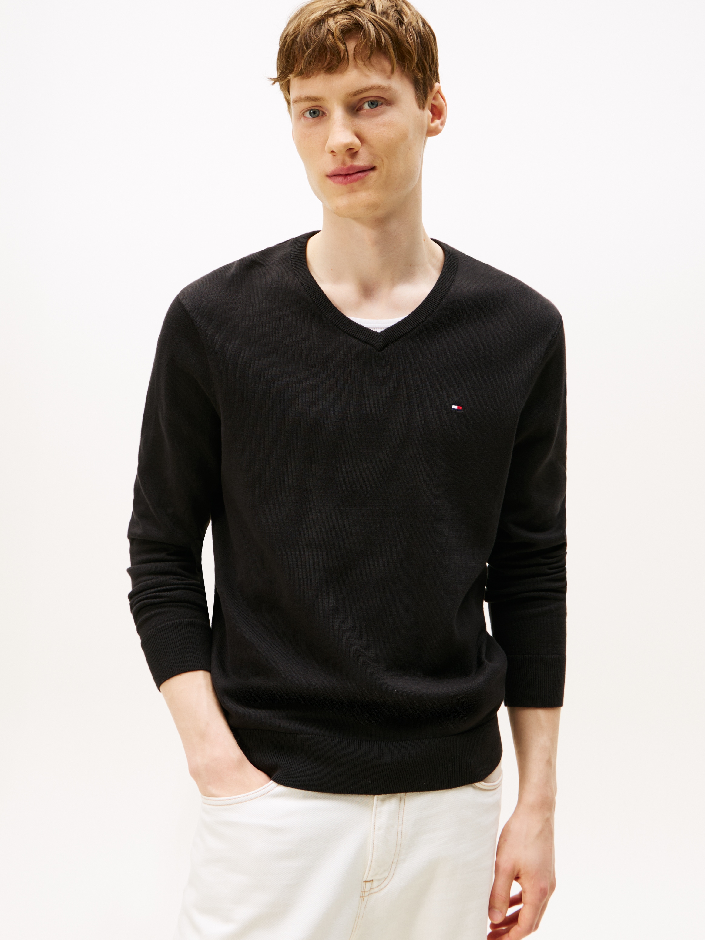Tommy Hilfiger Strickpullover »ESSENTIAL COTTON V NECK«