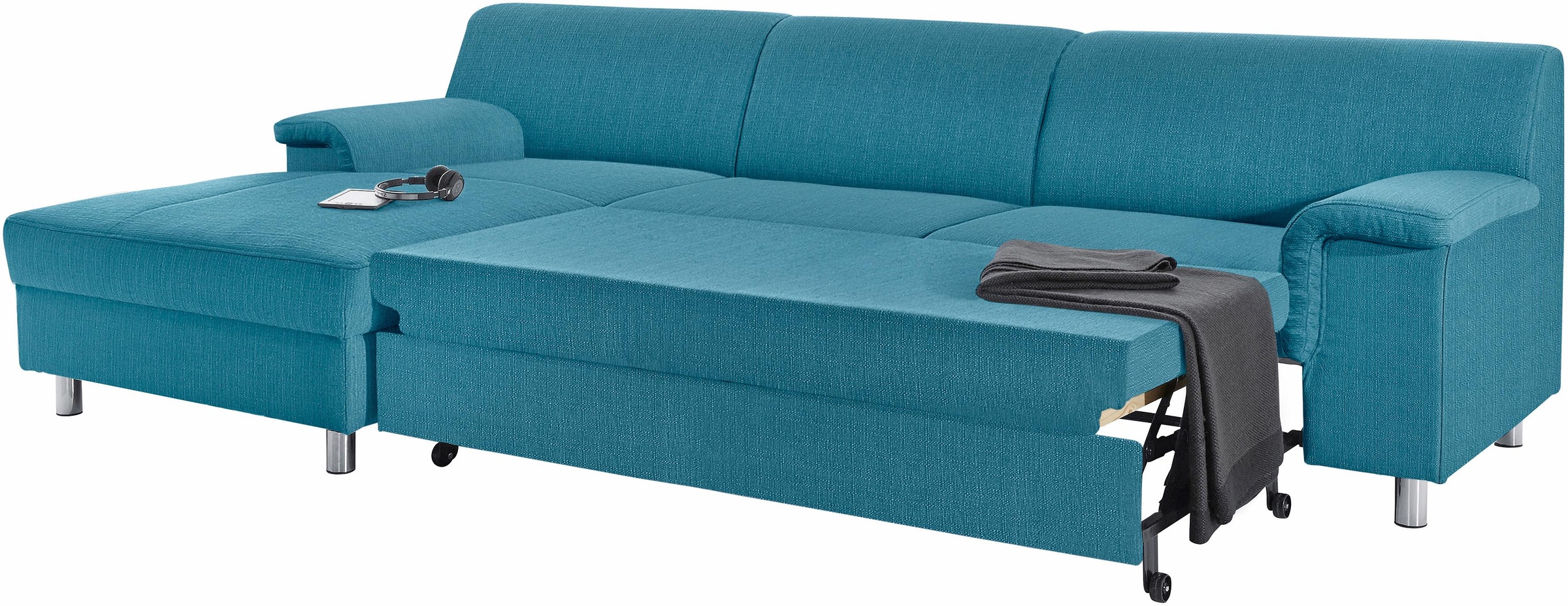 INOSIGN Ecksofa »Jamie, modern und elegant, Fußhöhe 9cm, L-Form,«, wahlweise mit Bettfunktion
