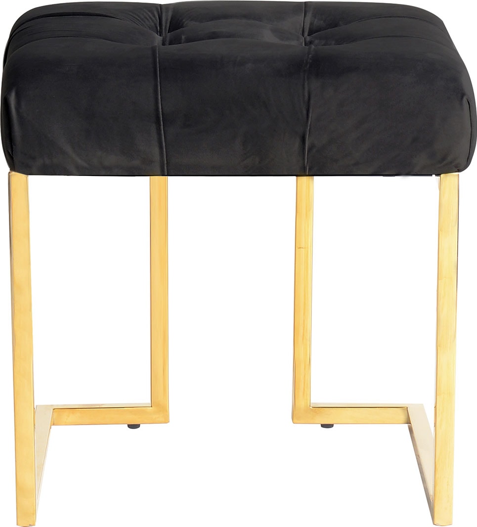 Kayoom Polsterhocker »Hocker Rarity 125, Edler Touch durch goldenes Gestell« 1 Stk. tlg. eckig, samtweich, gesteppt, mit Zierknöpfen, Edelstahlgestell