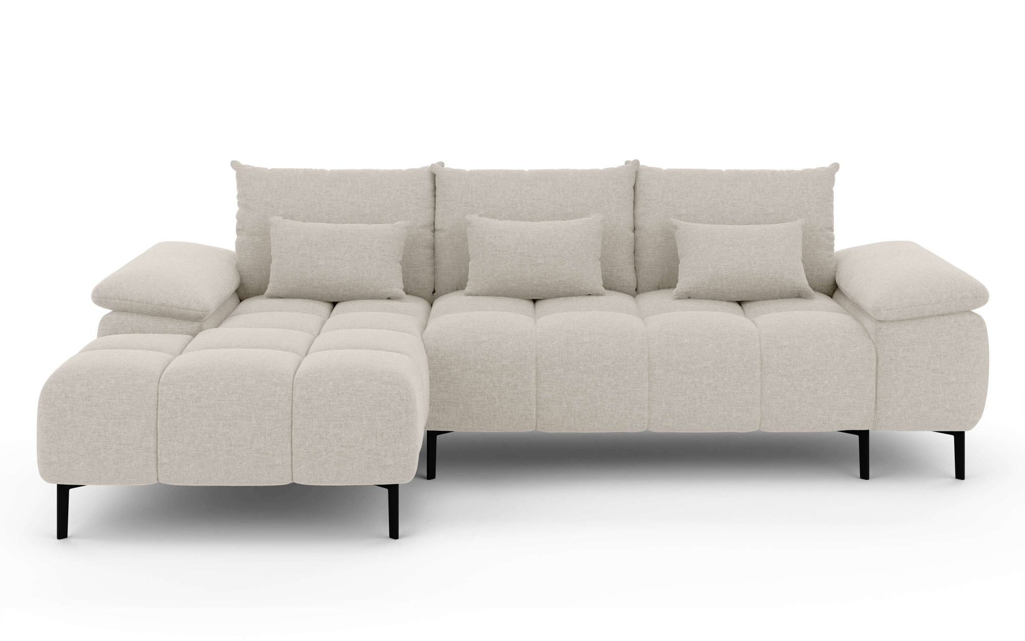 INOSIGN Ecksofa »DROMARA Schlafsofa mit Bettkasten, Maße: B/T/H 277/141/91 cm«, L-Form mit Recamiere rechts/links bestellbar, Wellenunterfederung