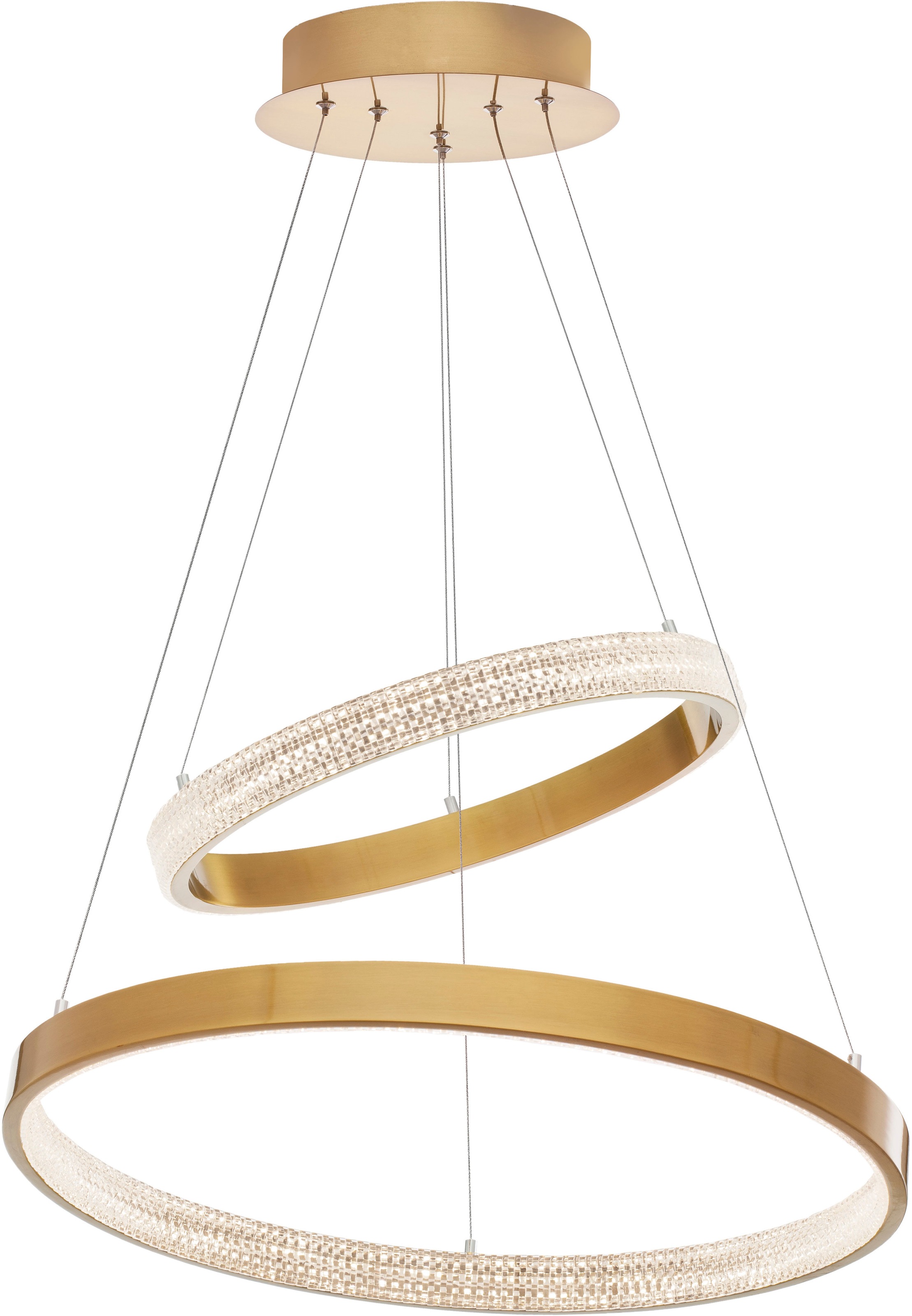 NOVA LUCE LED-Hängeleuchte "PRESTON", gold, 2, Ø 60cm H: 120cm, 1 Stk., Leuchten 2