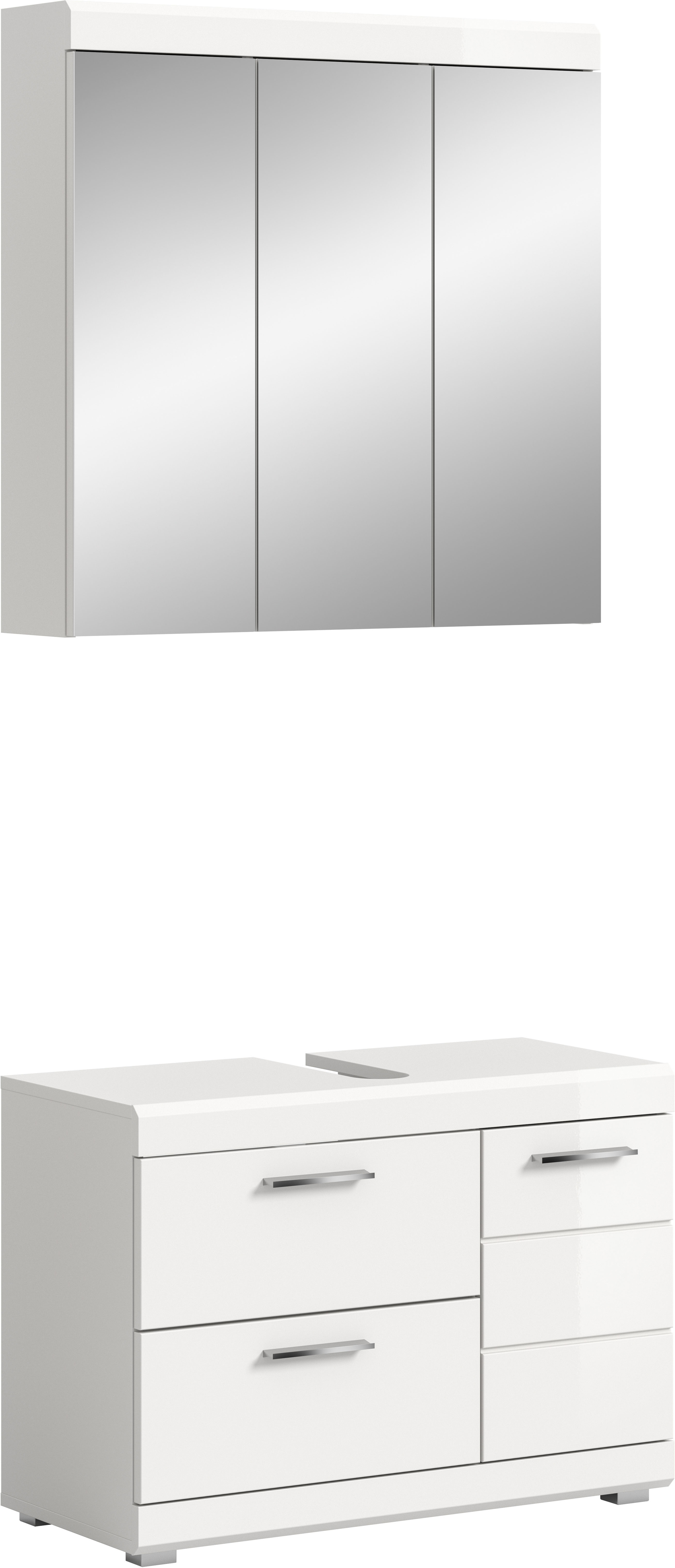 welltime Badmöbel-Set "SIENA, 2-teilig, Waschbeckenunterschrank & Spiegelschrank, MDF-Front"
