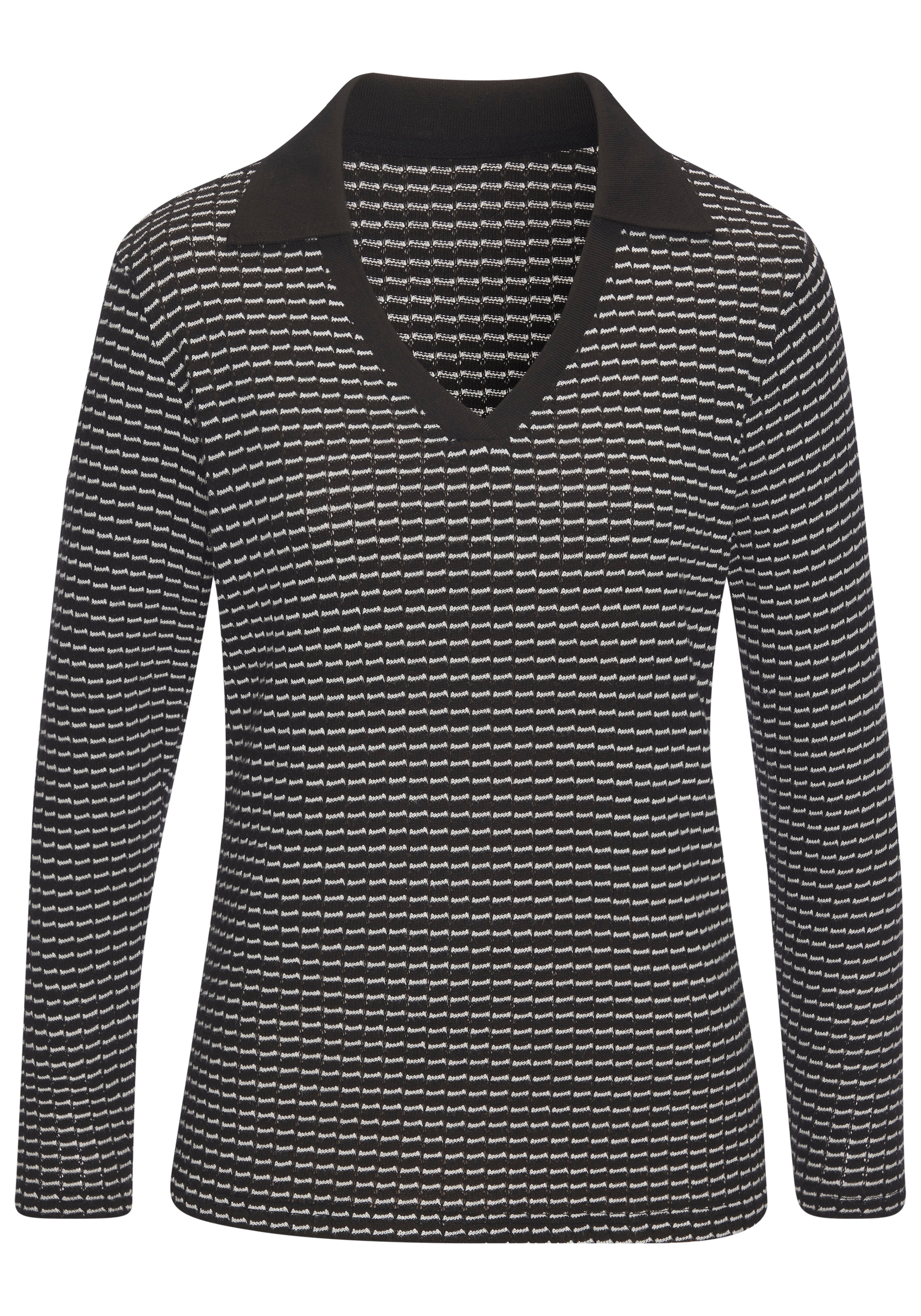 Vivance Chemise en Maille Manches Longues Noir/Crème Taille 48 4
