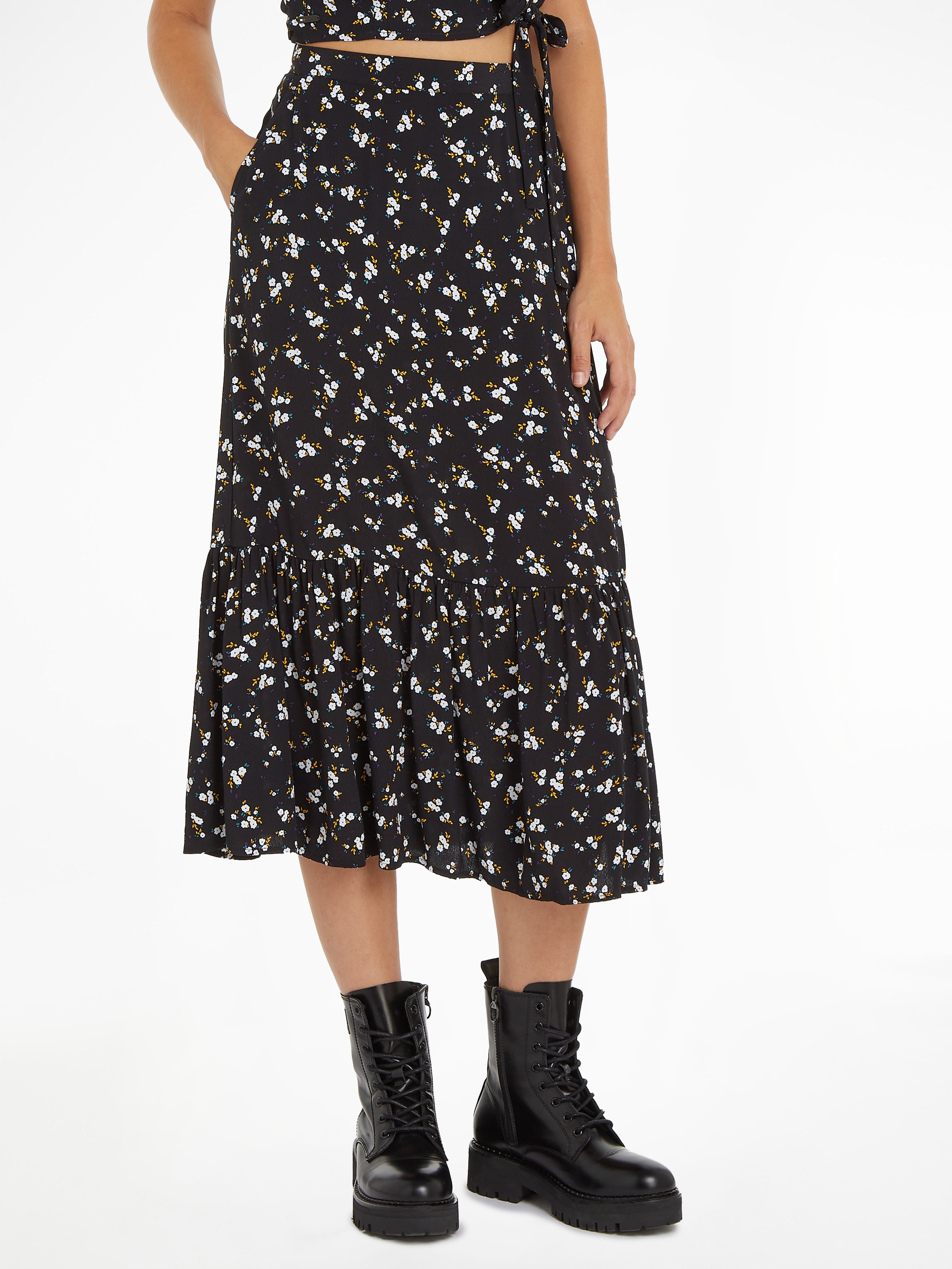 Tommy Jeans Curve A-Linien-Rock "TJW FLORAL RUFFLE MIDI SKIRT EXT", Webrock günstig online kaufen