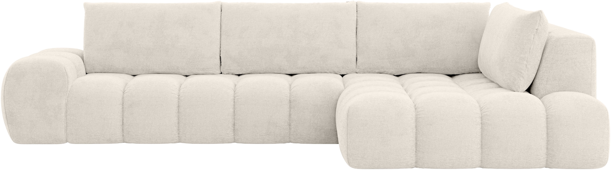 INOSIGN Ecksofa »AZITA Designsofa, elegant und bequem L-Form, Bubble-Optik«, lose Rückenkissen, traumhafte Steppung, Maße B/T/H: 352/210/72 cm