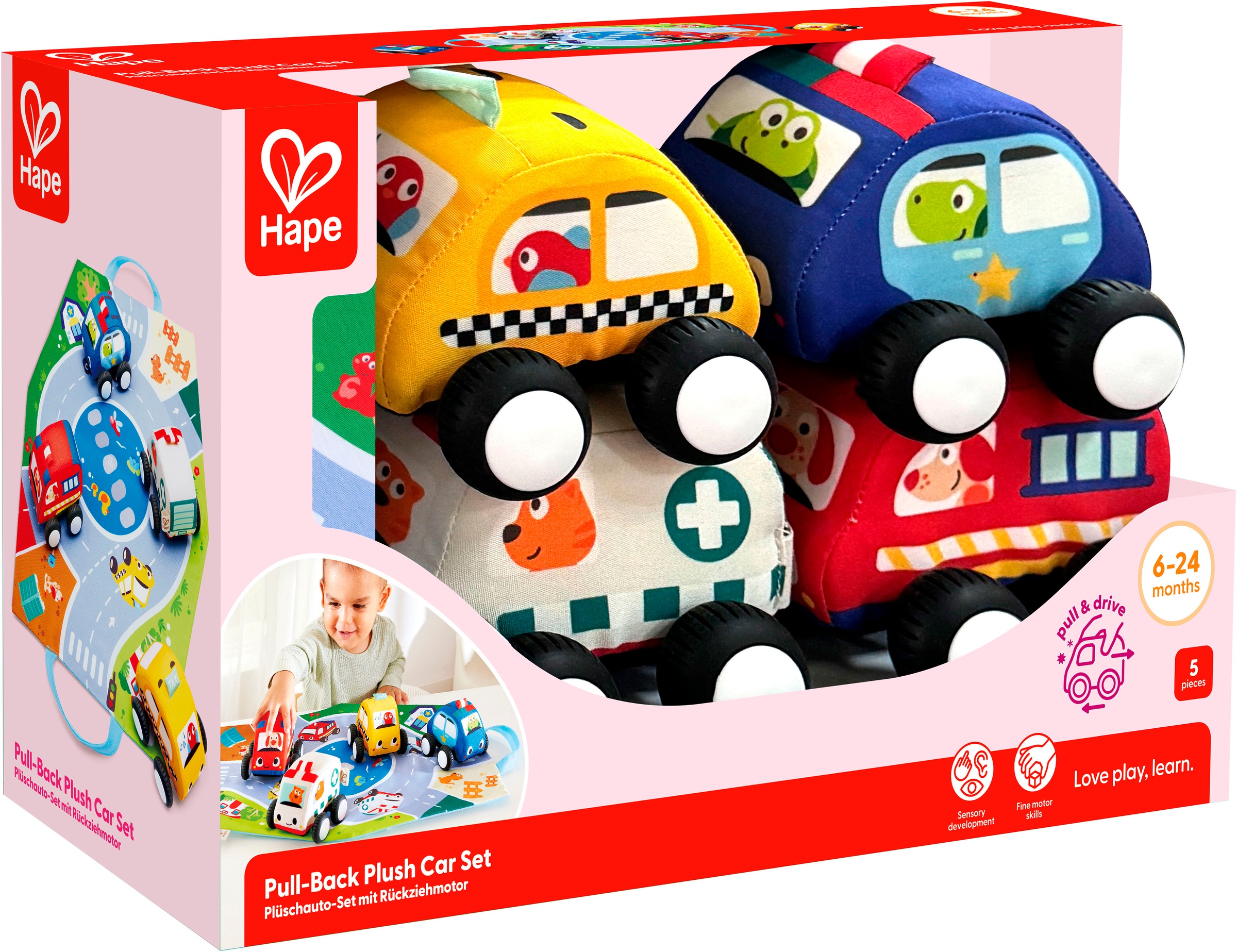 Hape Spielzeug-Auto »Plüschauto-Set mit Rückziehmotor«, (Set)