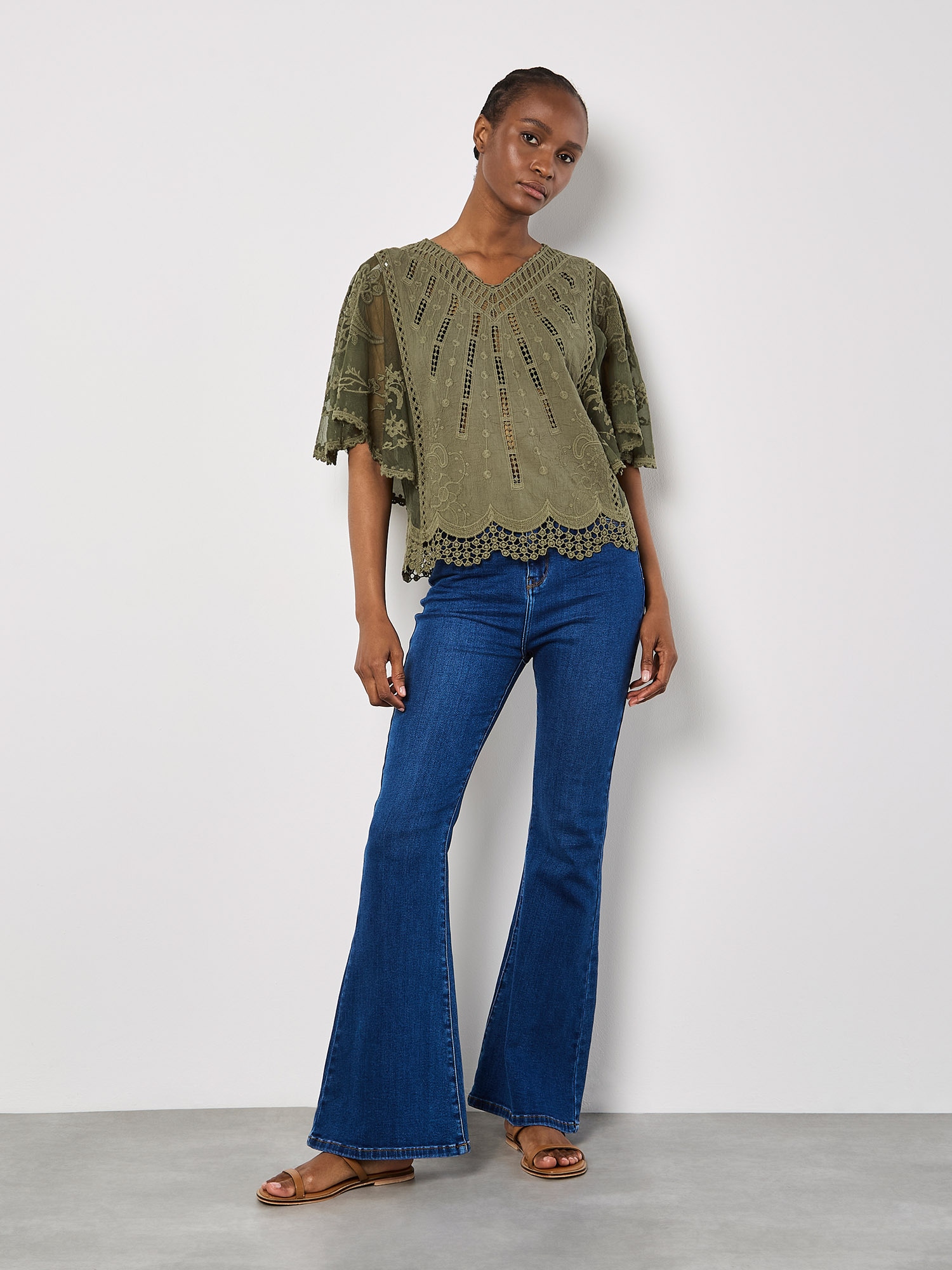 Apricot Shirtbluse »Baumwoll-Mesh-Top« mit Stickerei