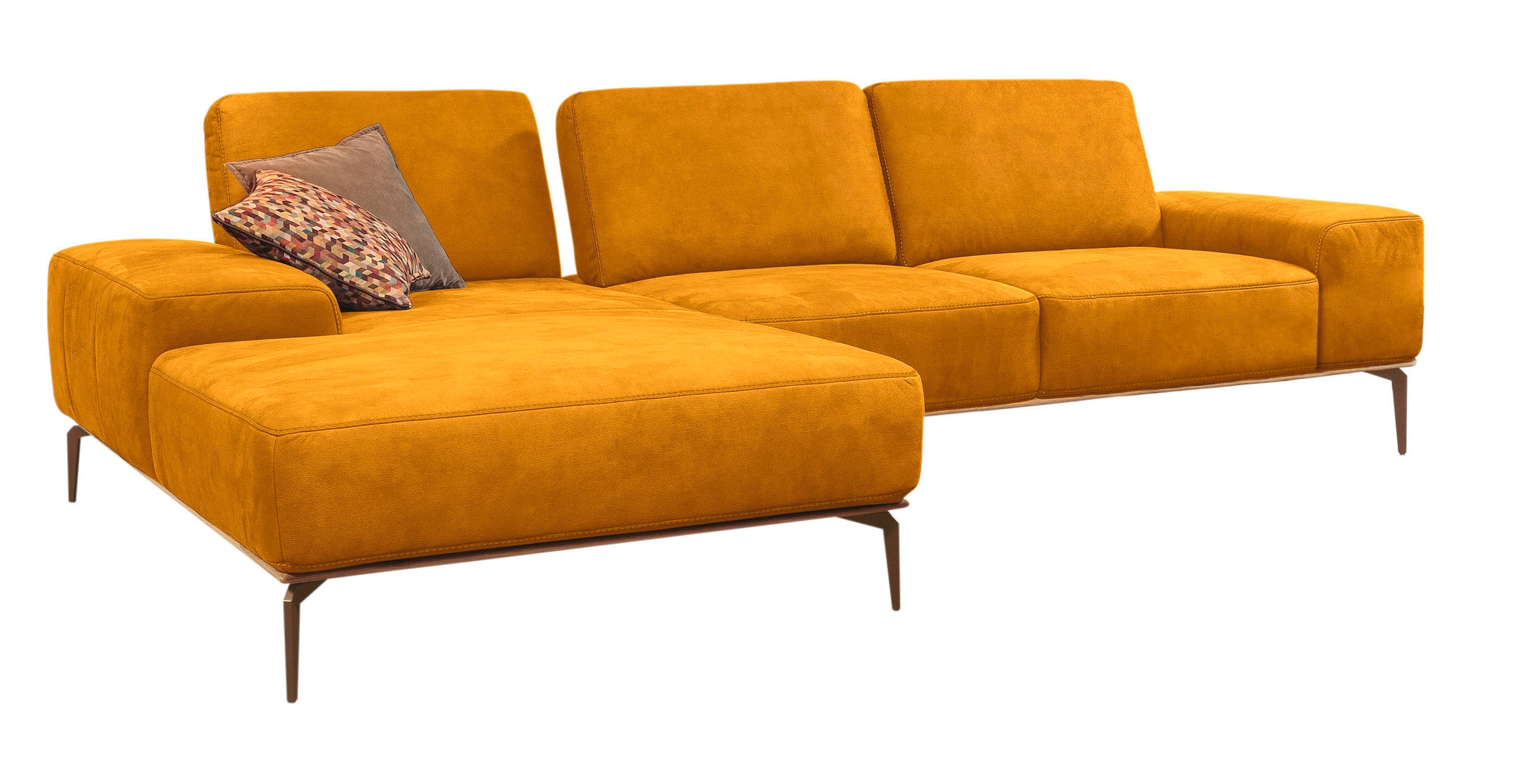 W.SCHILLIG Ecksofa »run, Designsofa mit tollem Sitzkomfort, bequem, L-Form«, mit Holzsockel, Füße in Bronze pulverbeschichtet, Breite 319 cm
