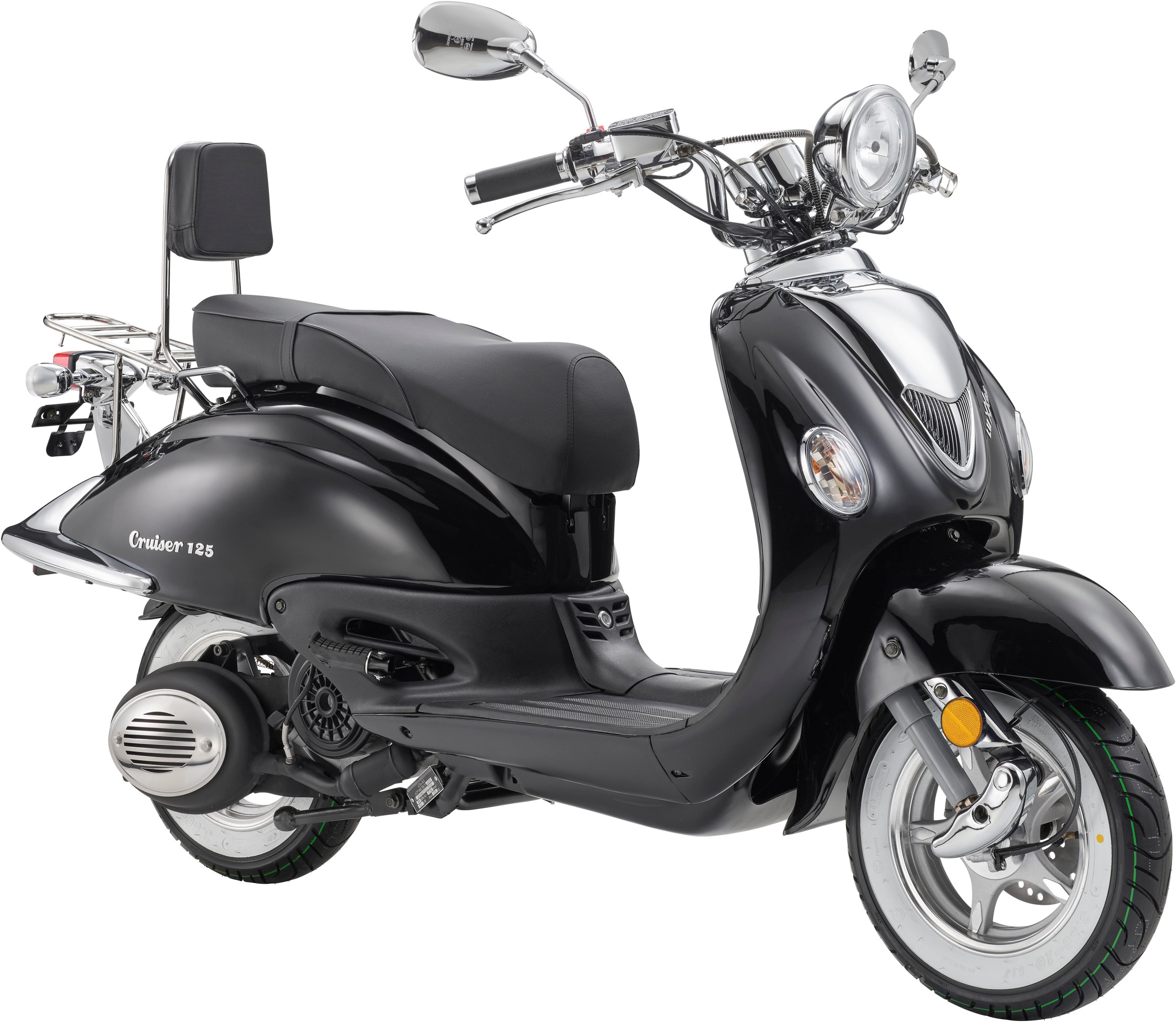 LUXXON Motorroller "LuXXon Cruiser Motorroller (80 km/h), 125 ccm", ohne Topcase, 80 km/hschwarz, Motorroller, Euro 5+, EFI, 7,1 PS, Retro-Design,