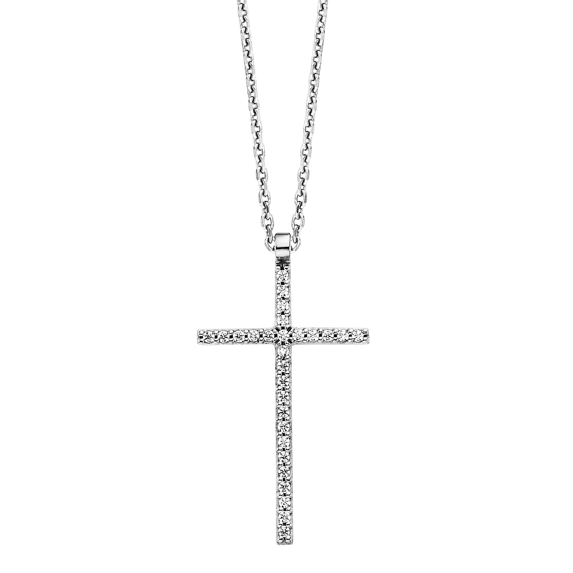 Kette mit Anhänger »925/- Sterling Silber rhodiniert mit Anhänger Kreuz«