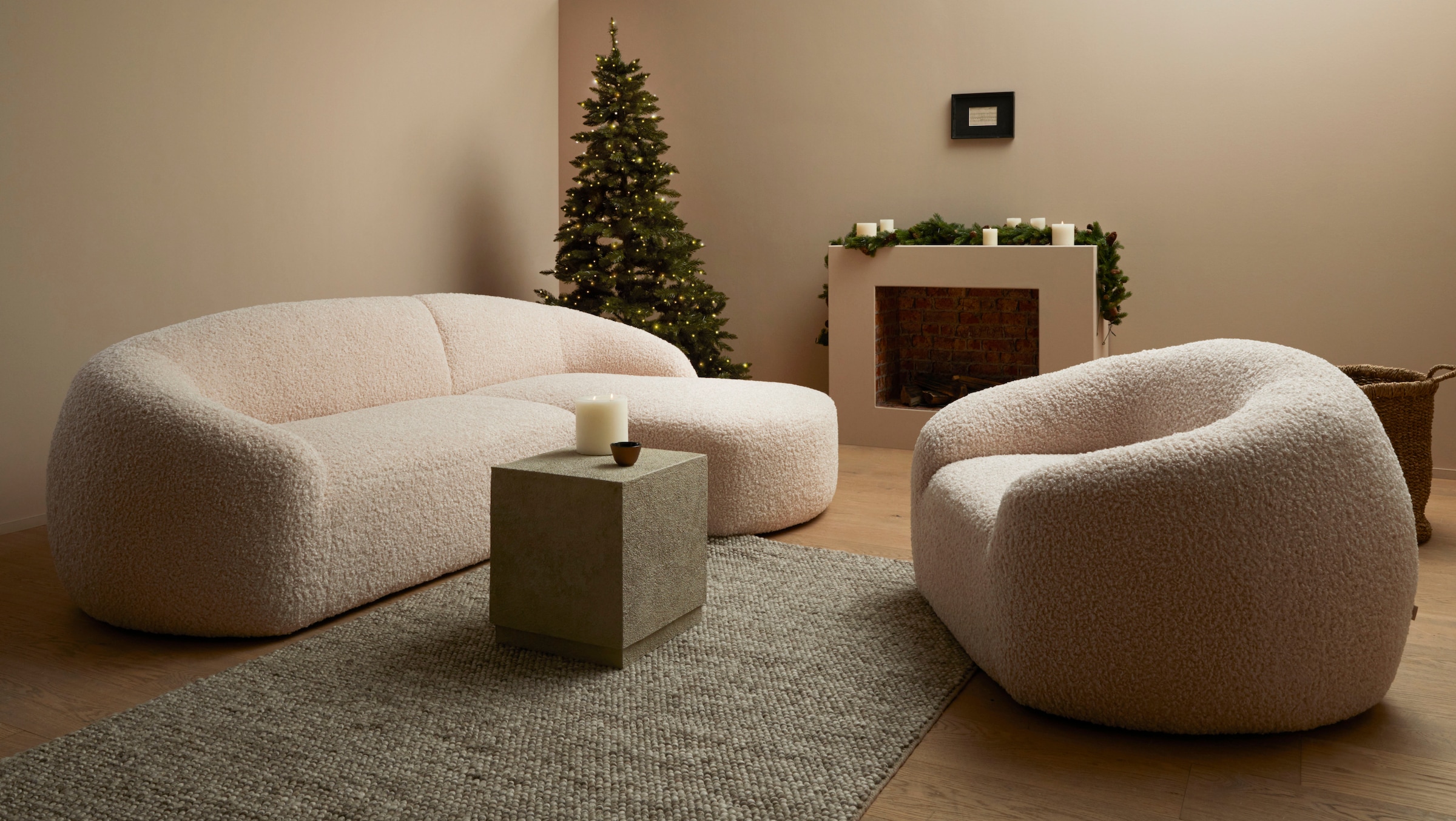 LeGer Home by Lena Gercke Ecksofa »YANI L-Form, Designersofa, organische Form, Maße B/T/H: 255/170/81 cm«, mit Wellenunterfederung, auch in Bouclé, Recamiere rechts/links