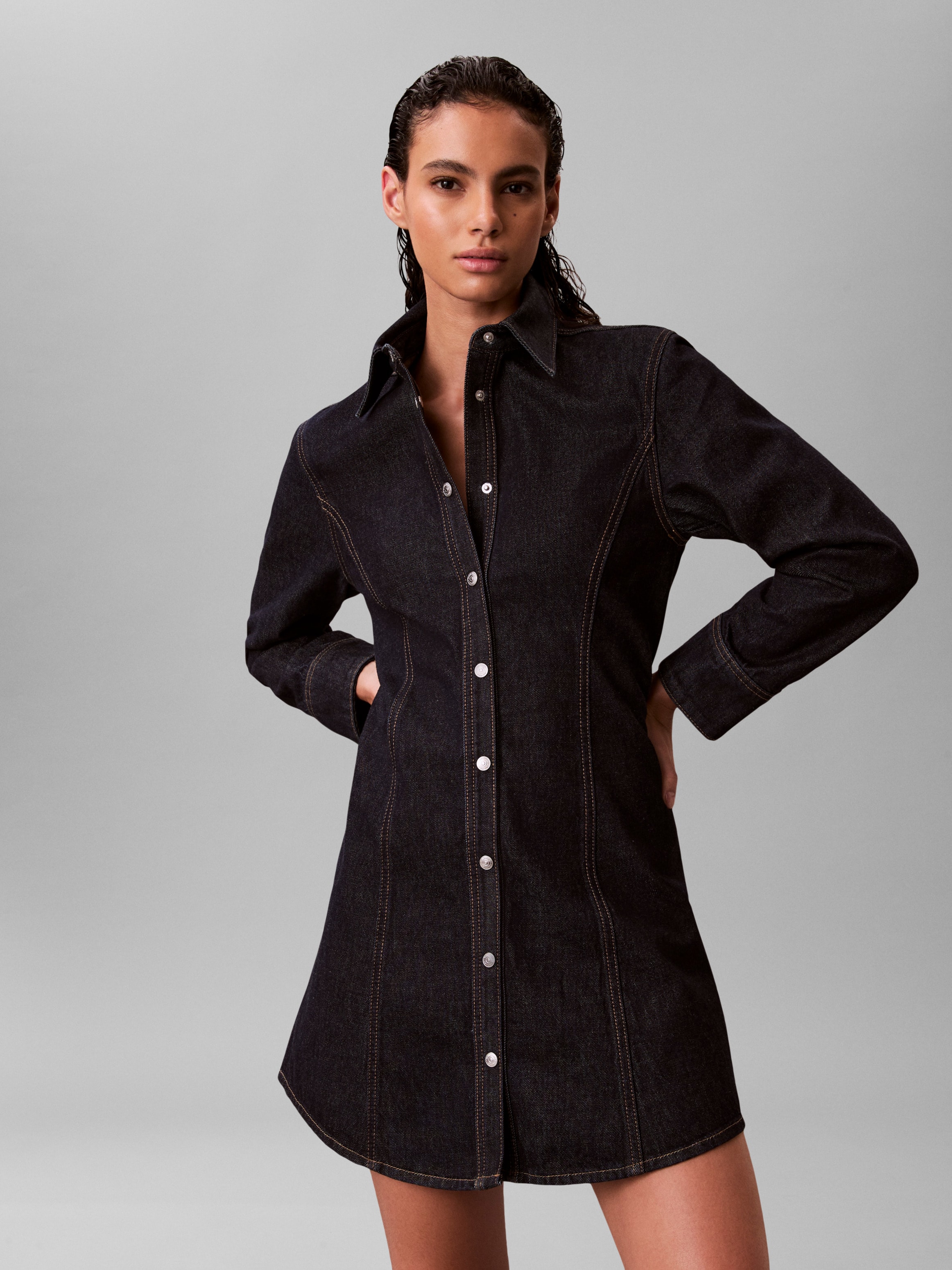 Calvin Klein Jeans Jeanskleid Ohne Tasche Regular fit mit Rundhalsausschnit günstig online kaufen