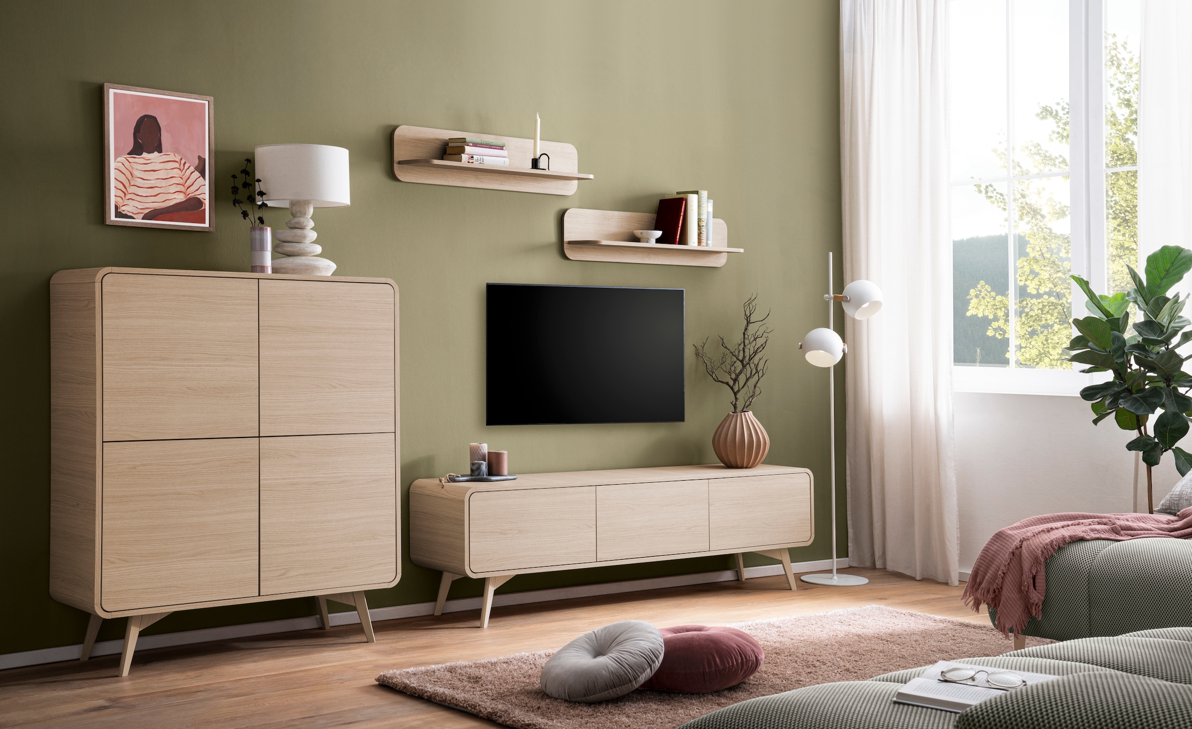Home affaire Wohnwand »Torsby, moderne Anbauwand, Komplettset im Scandi-Stil« Set, 4 Stk. tlg.