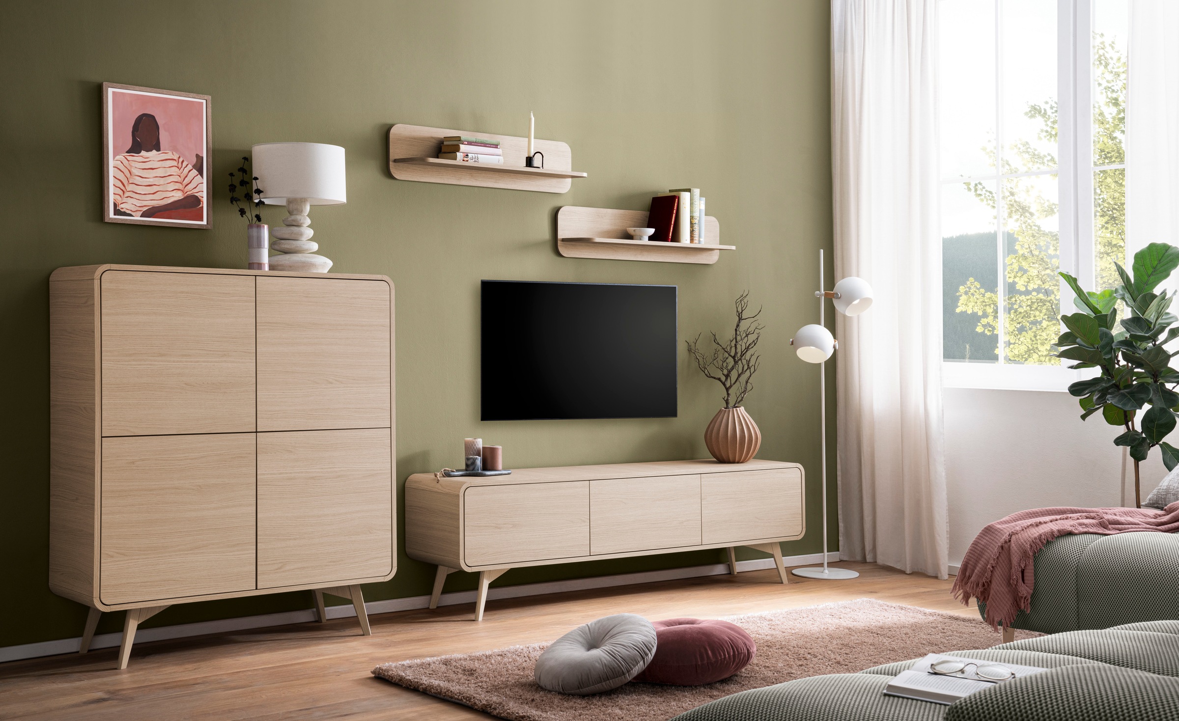 Thumbnail - Home affaire Wohnwand "Torsby, moderne Anbauwand, Komplettset im Scandi-Stil" Set, 4 Stk. tlg.
