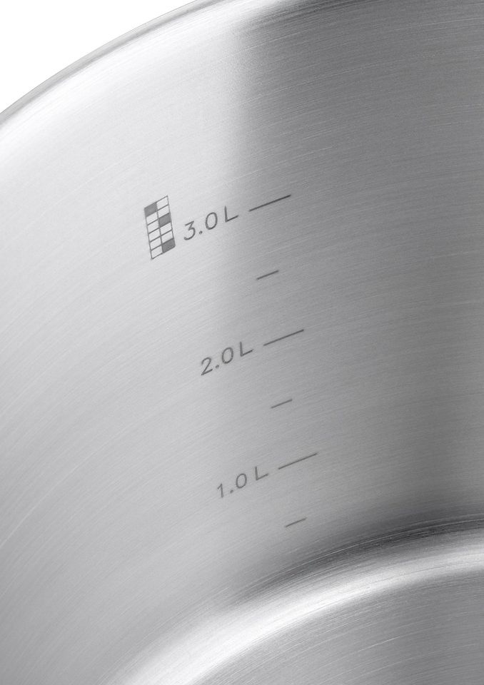 Zwilling Topf-Set »Classic«, Edelstahl 18/10, (Set, 9 tlg., Bratentopf 20 cm, je 1 Kochtopf 16/20/24 cm, Stieltopf 16 cm), Sandwichboden, sehr gute Wärmeverteilung, Stay-Cool-Griffe
