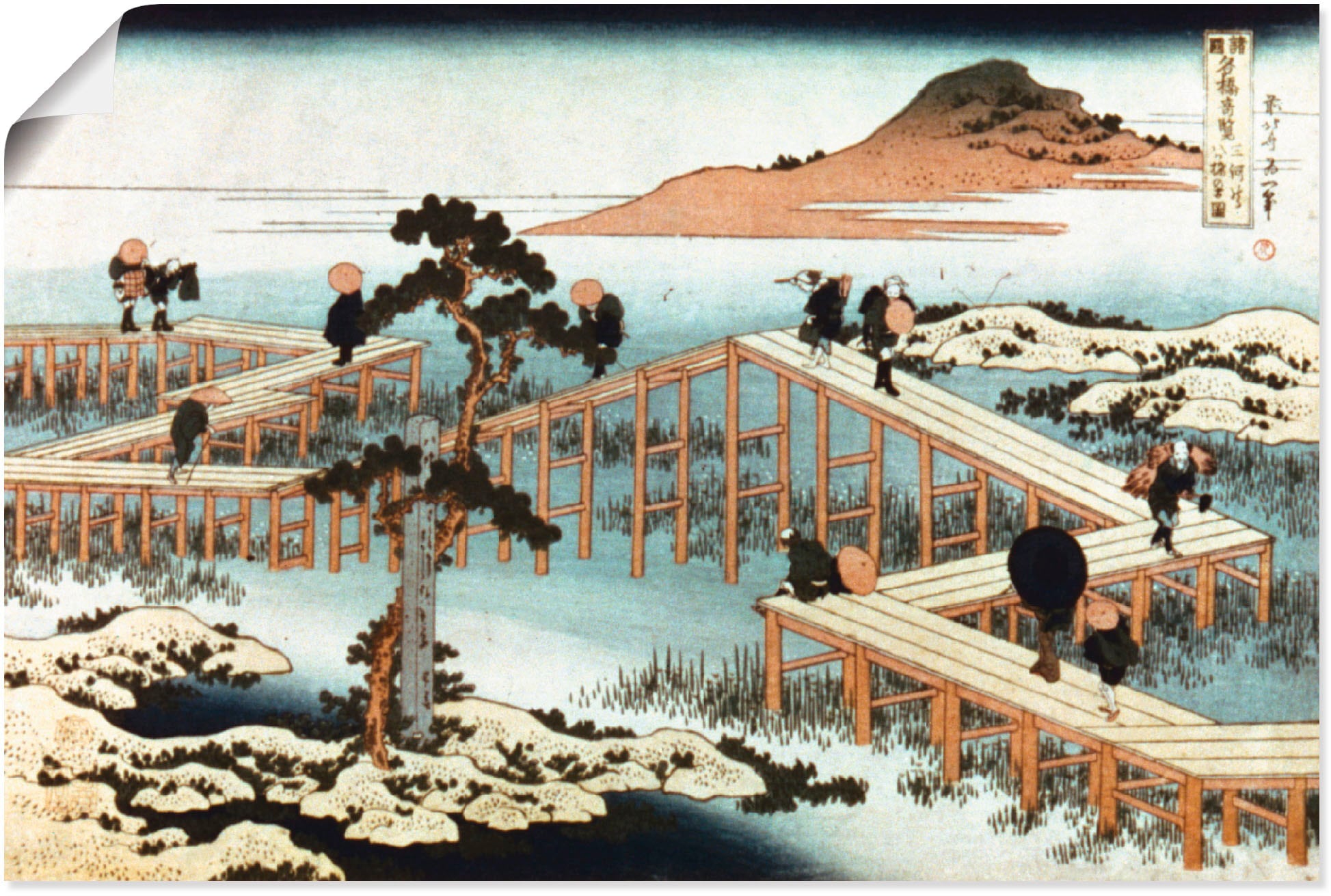 Artland Poster »Brücke bei Yatsuhashi Mikawa-Provinz«, Brücken, (1 St.), als Alubild, Leinwandbild, Wandaufkleber oder Poster in versch. Größen
