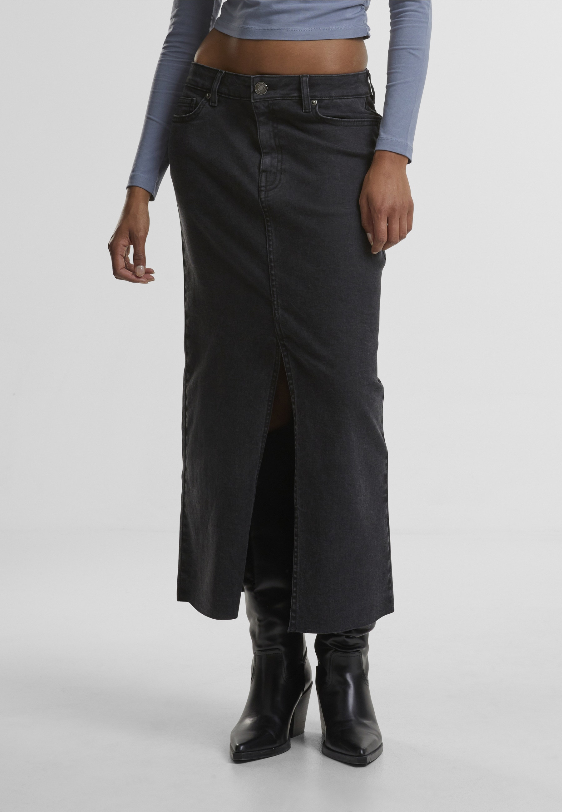 URBAN CLASSICS Sommerrock »Urban Classics Ladies High Slit Denim Skirt« 1 Stk.