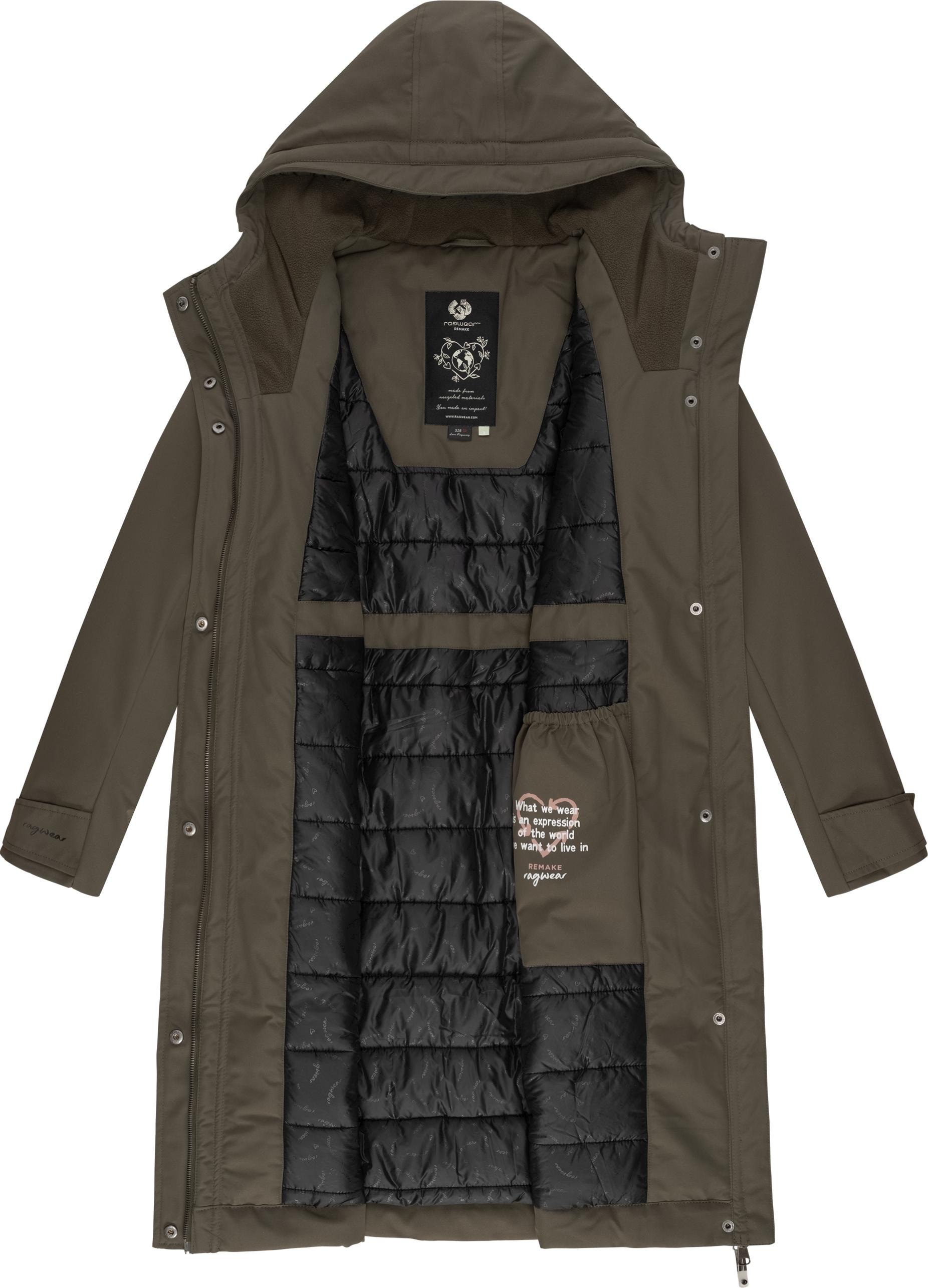 Ragwear Wintermantel »Refutura Remake«, Langer wasserdichter Mantel mit Kapuze