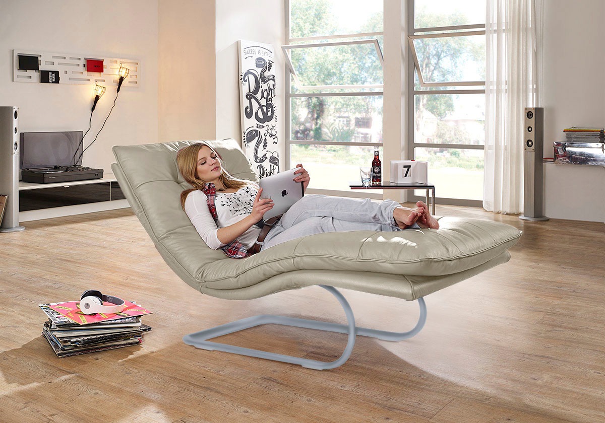 W.SCHILLIG Relaxliege »daily dreams«, in Waffelkissen-Optik, wahlweise mit Motor, silber matt, in 2 Breiten