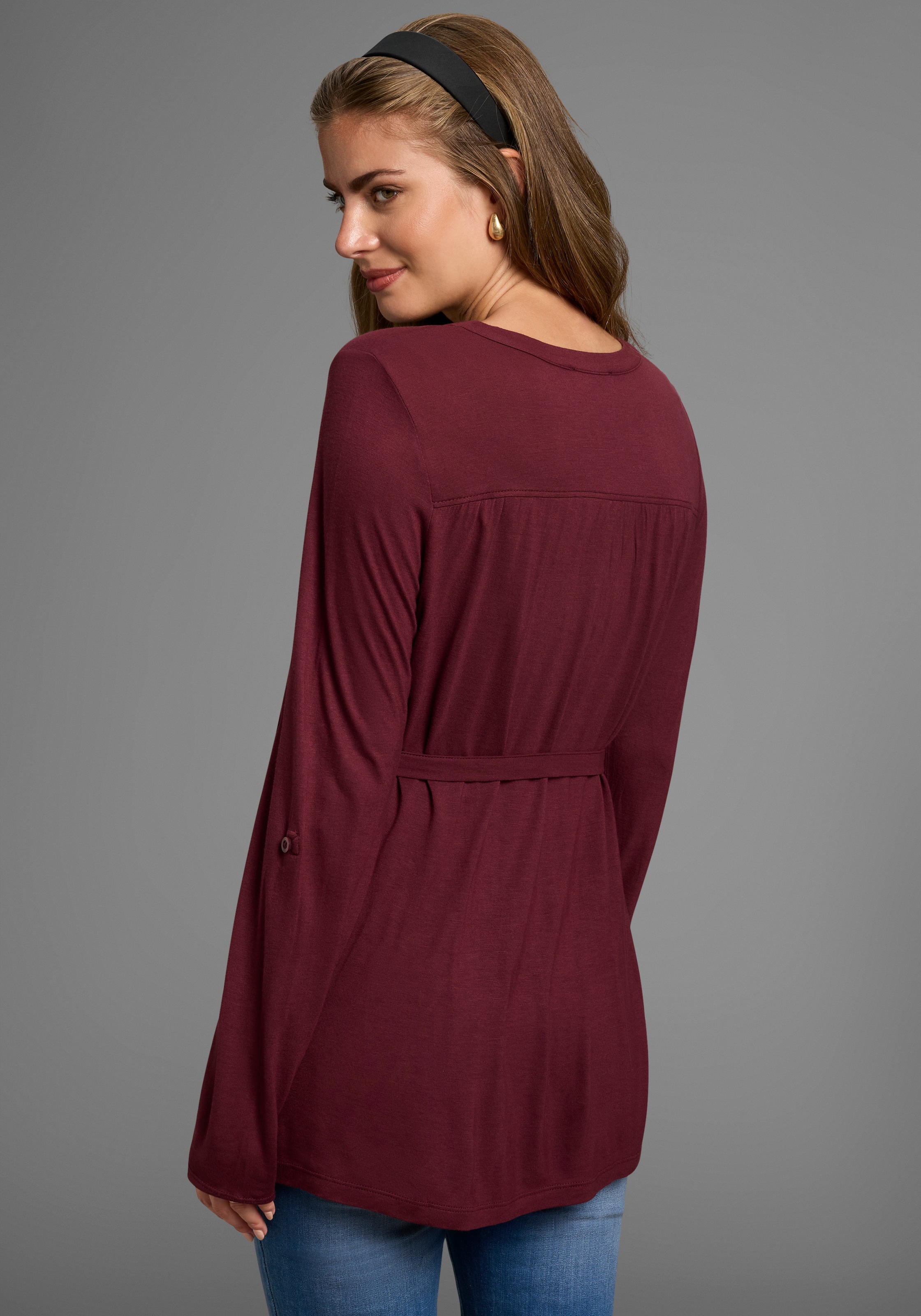 Neun Monate Umstandsshirt "Jersey-Bluse mit Bindegürtel" Viskose Umstands-B günstig online kaufen